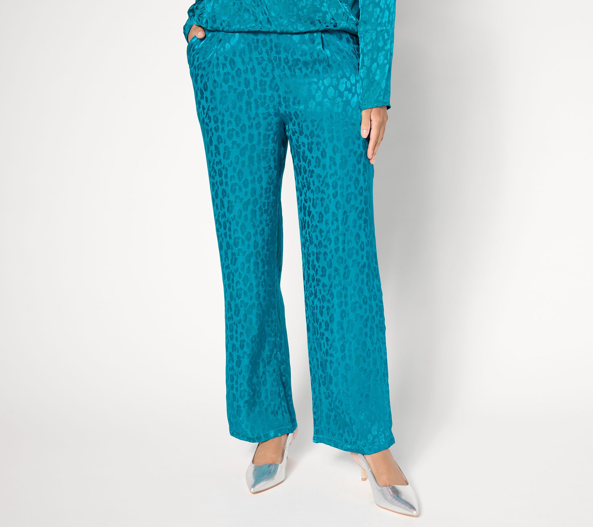 by Stacy London Petite Drapey Jacquard Ankle Pant