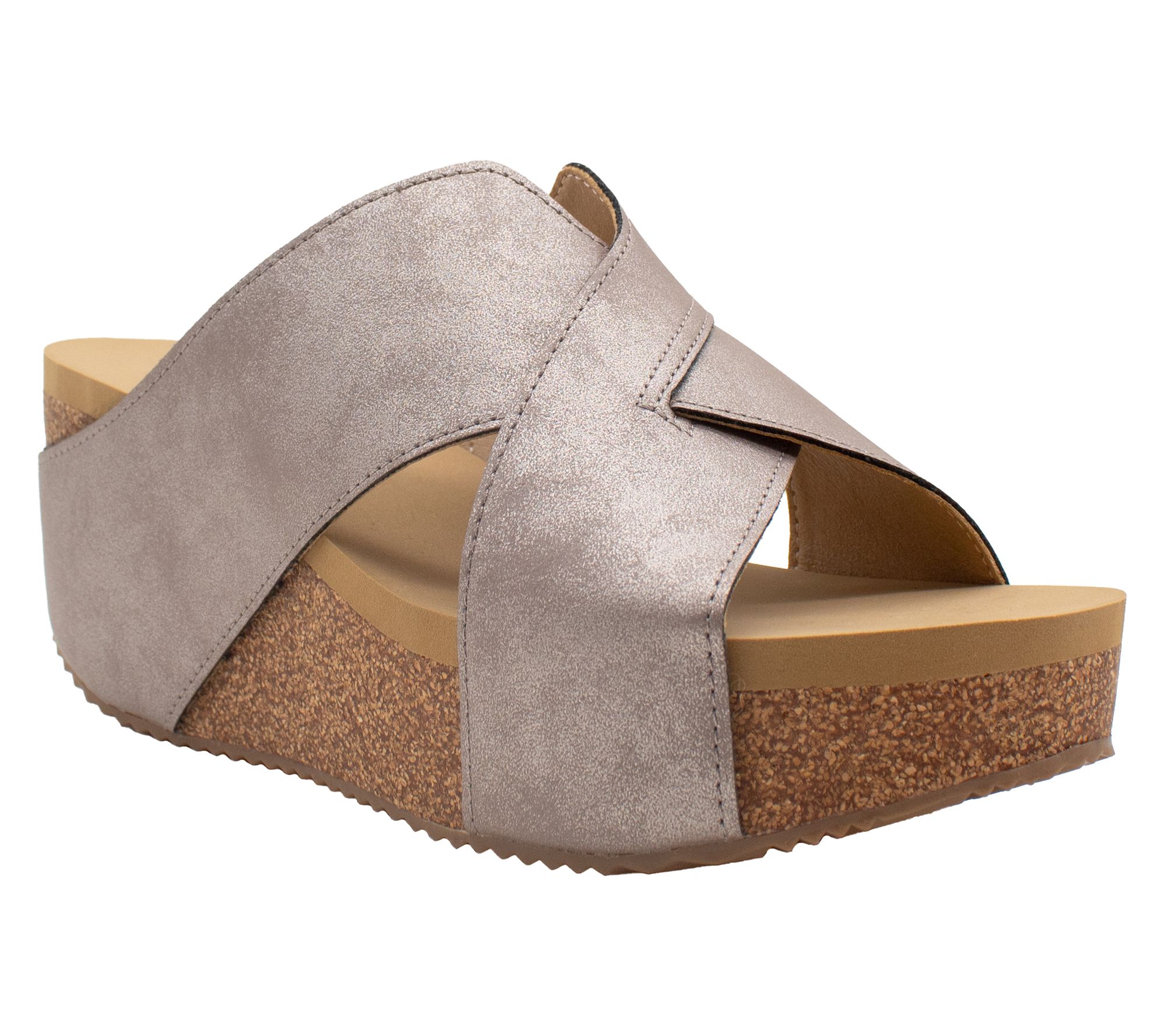 Volatile Criss Cross Platform Wedge Sandal- Fire Fly