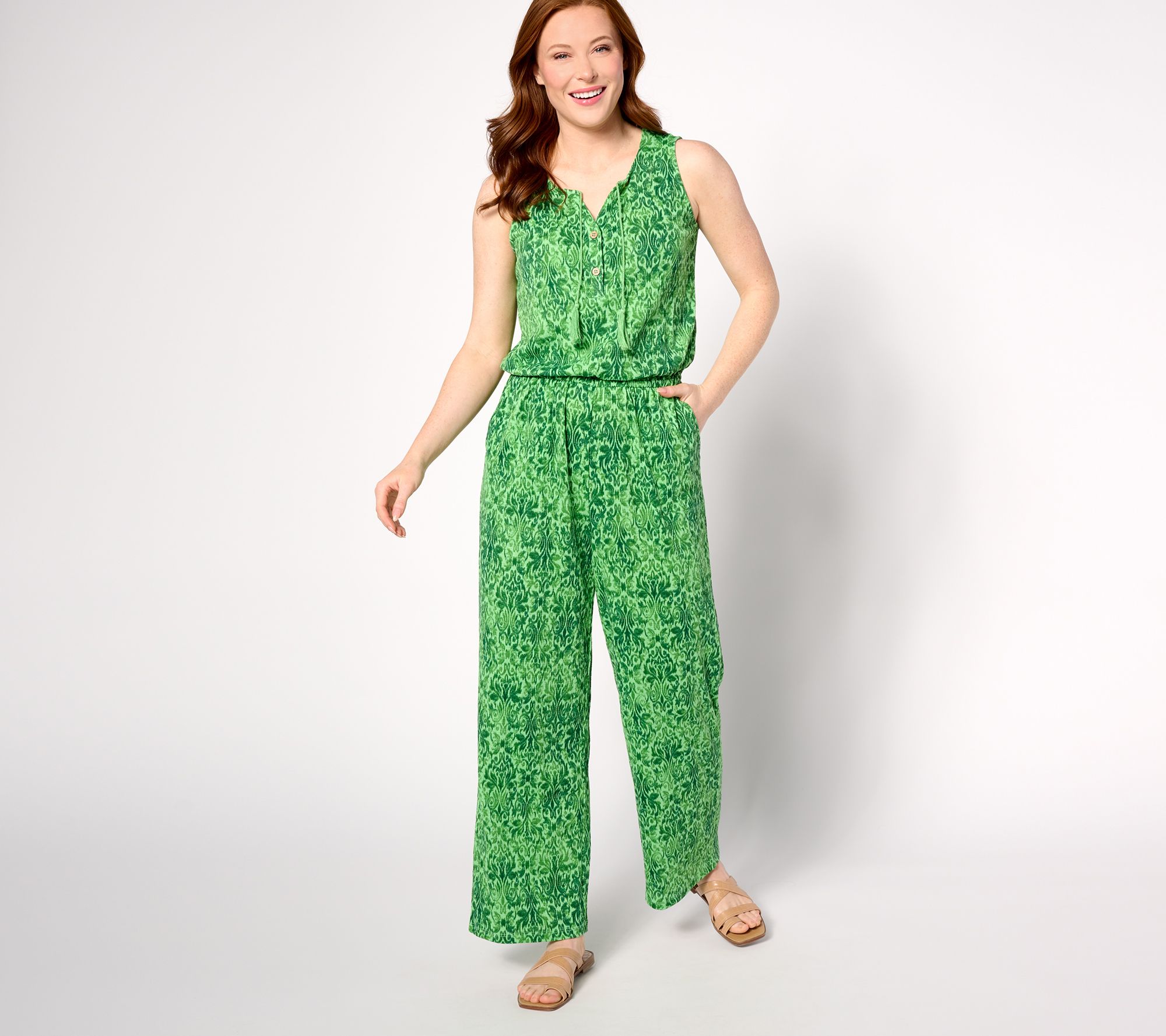 "As Is" Denim & Co. By the Beach Regular Knit Sleeveless Jumpsuit