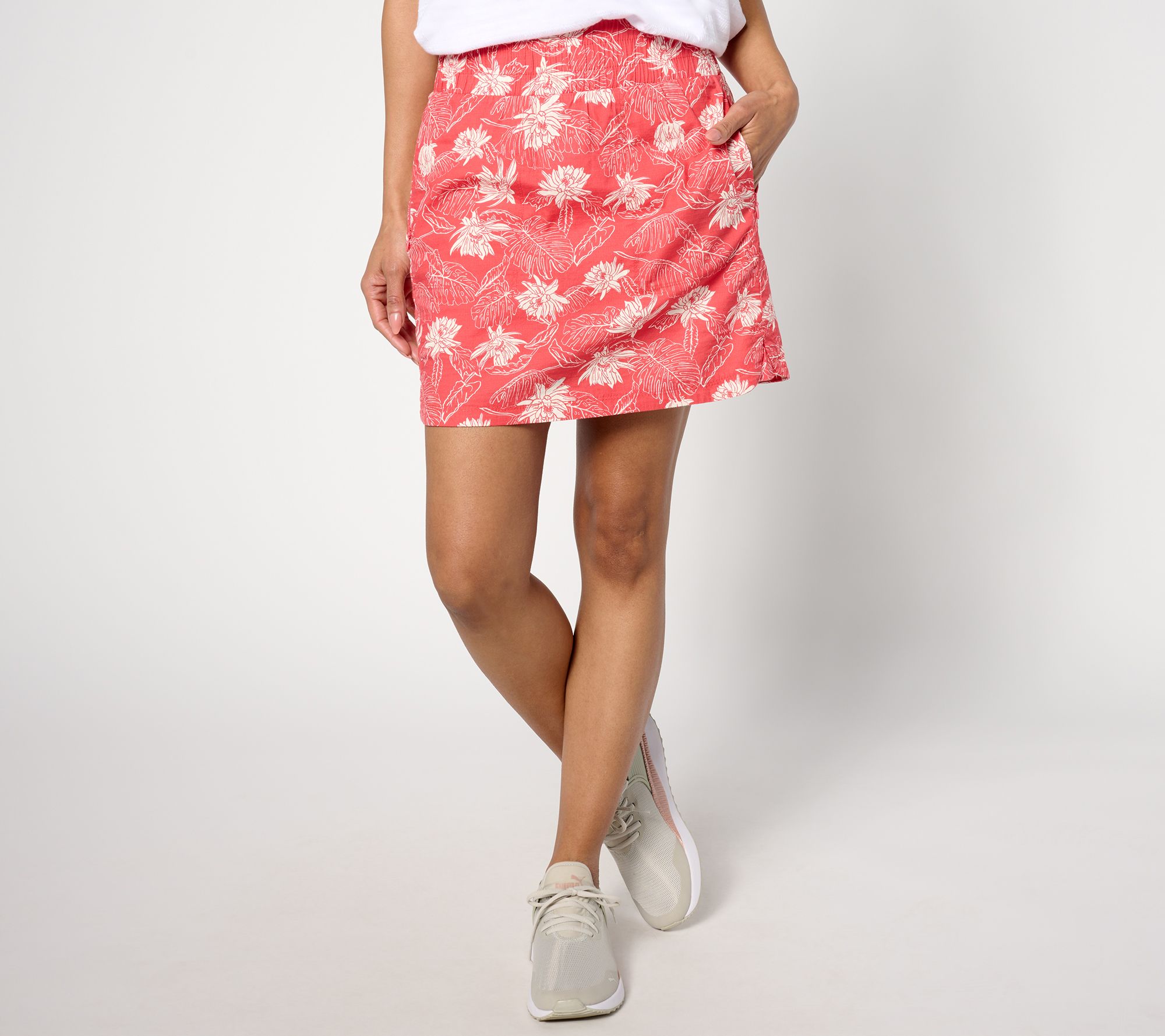 "As Is" zuda Petite Stretch Woven Ripstop Printed Skort