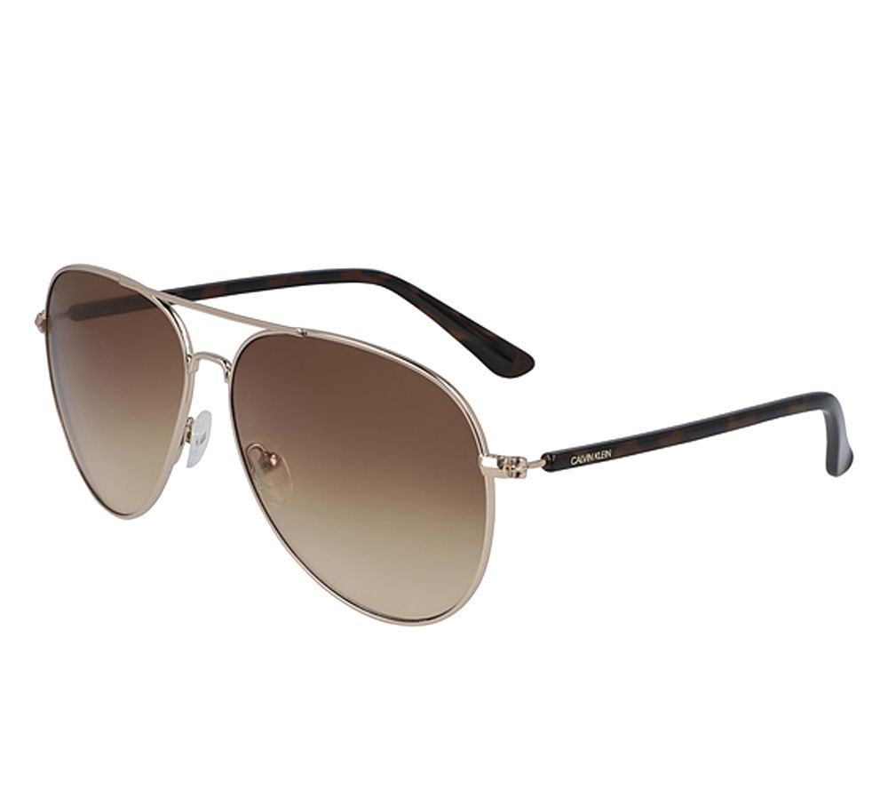 Calvin Klein Women's Gold-Tone Slim Classic Aviator Sunglasses
