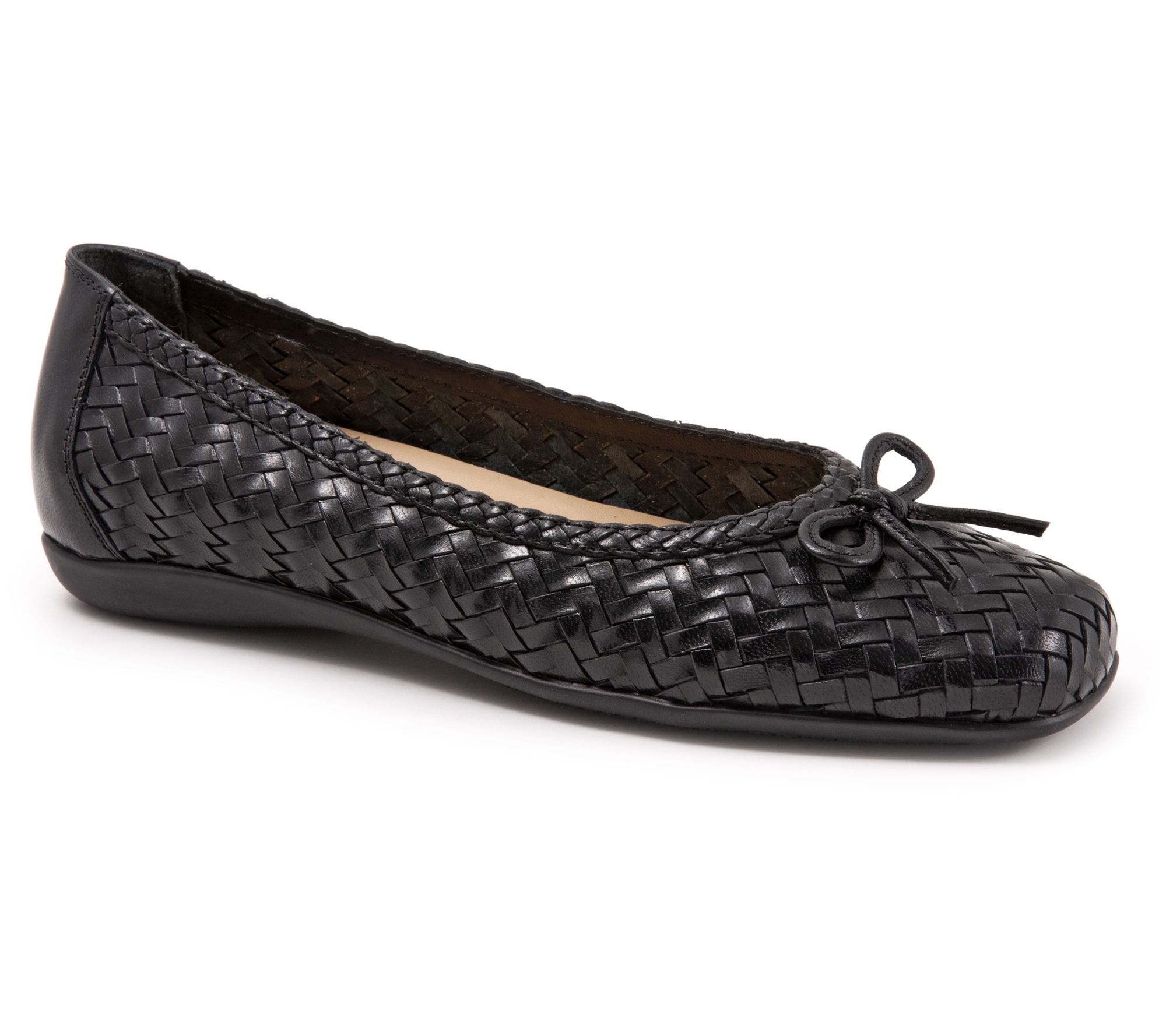 Trotters Leather Woven Flat- Gillian