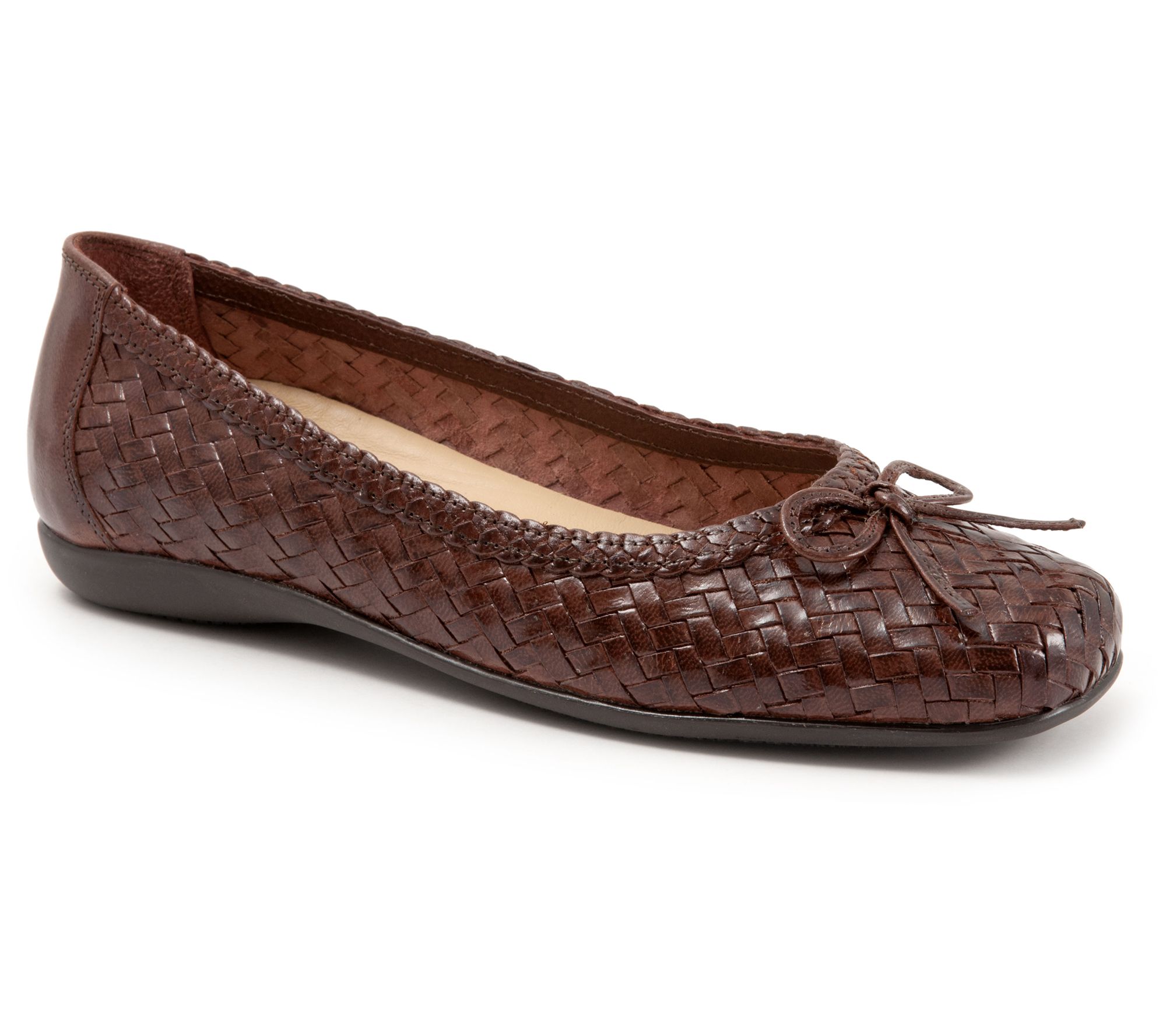 Trotters Leather Woven Flat- Gillian