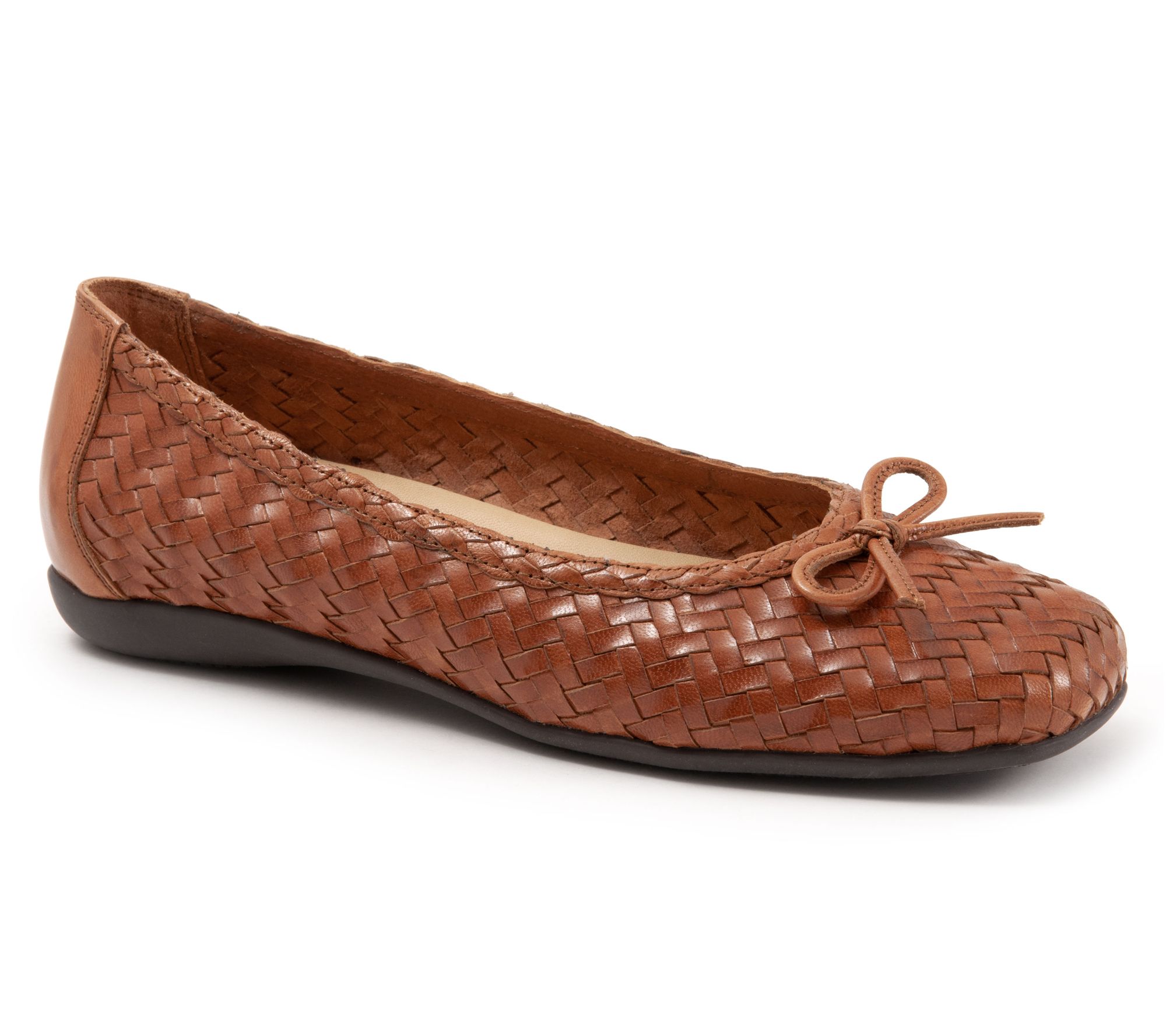 Trotters Leather Woven Flat- Gillian