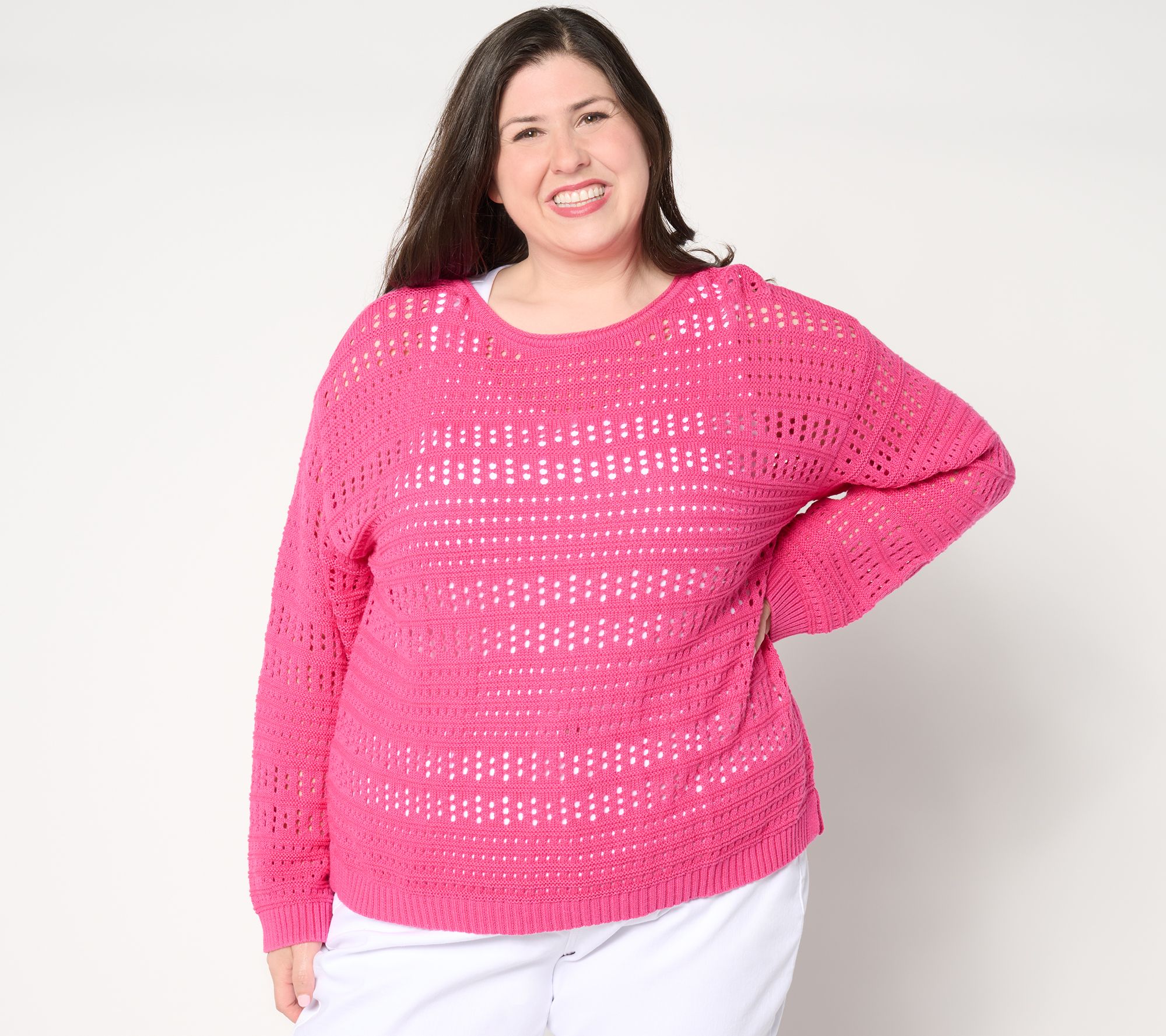 "As Is" Denim & Co. Canyon Retreat Drop Shoulder Boat Neck Pullover