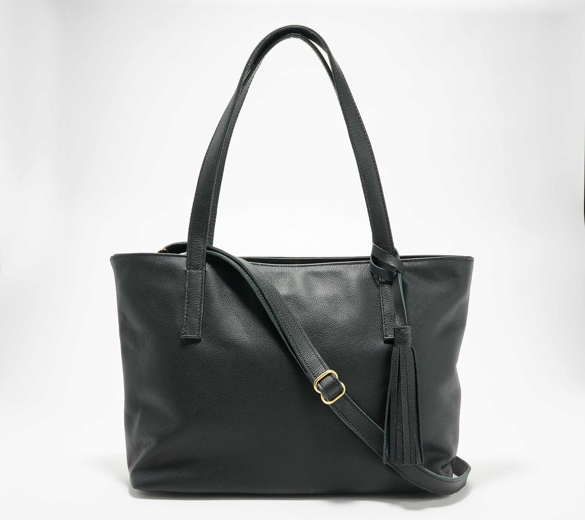 Parker Clay Eden Leather Carryall Tote with Crossbody Strap & Tassel