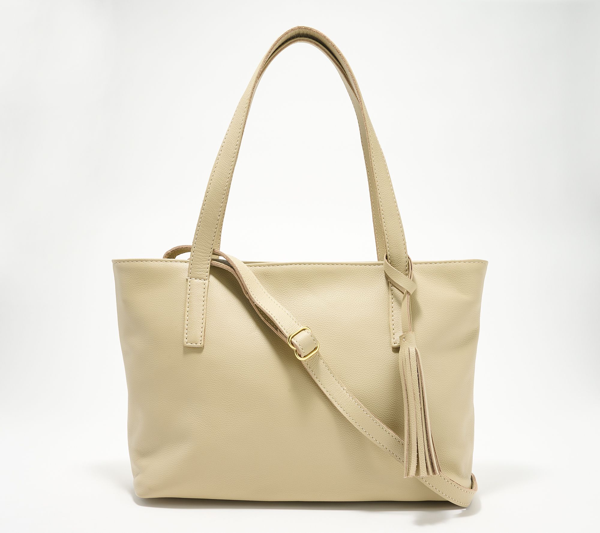 Parker Clay Eden Leather Carryall Tote with Crossbody Strap & Tassel
