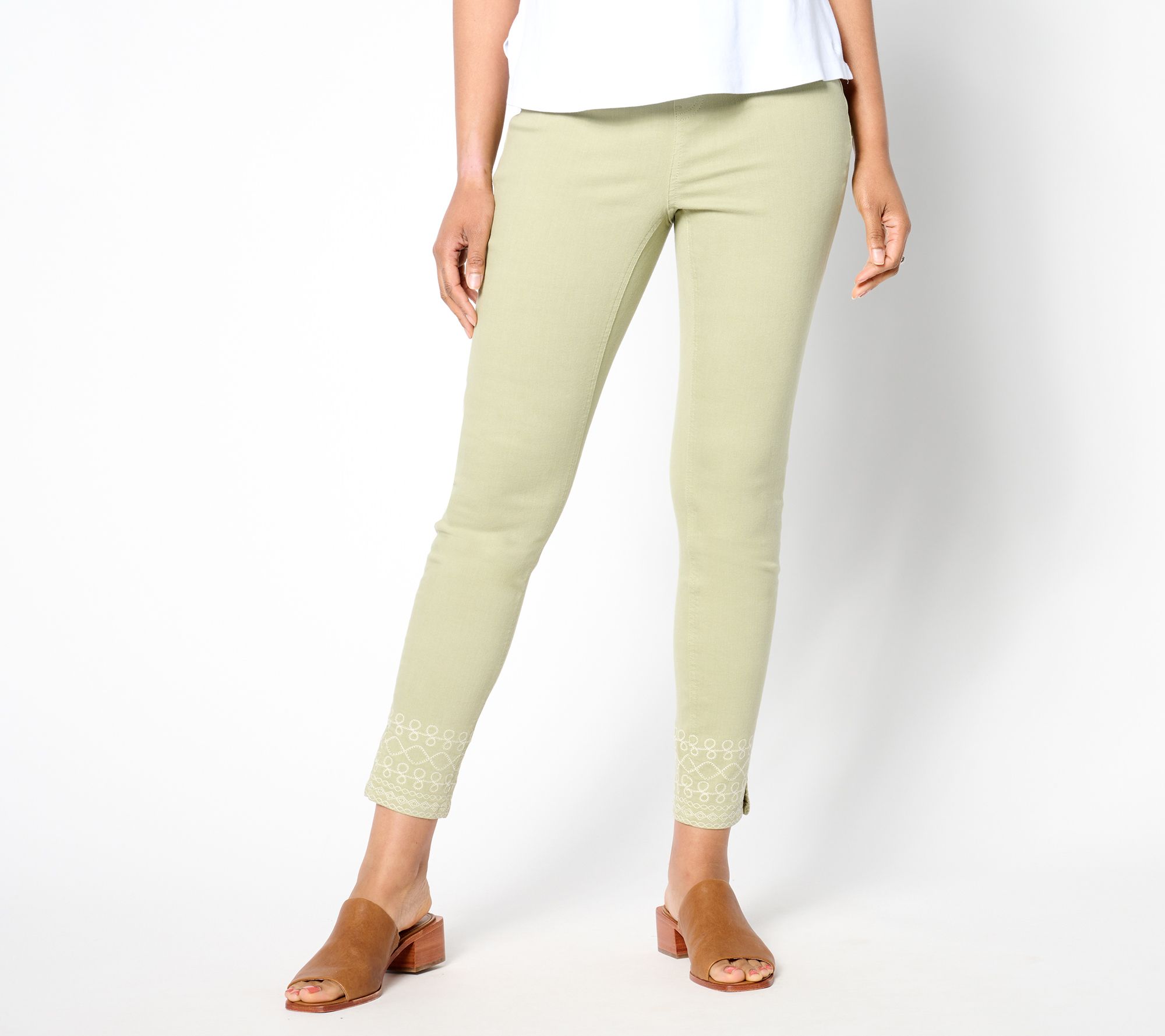 "As Is" Denim & Co. Petite Color Easy Stretch Slim Ankle Jean