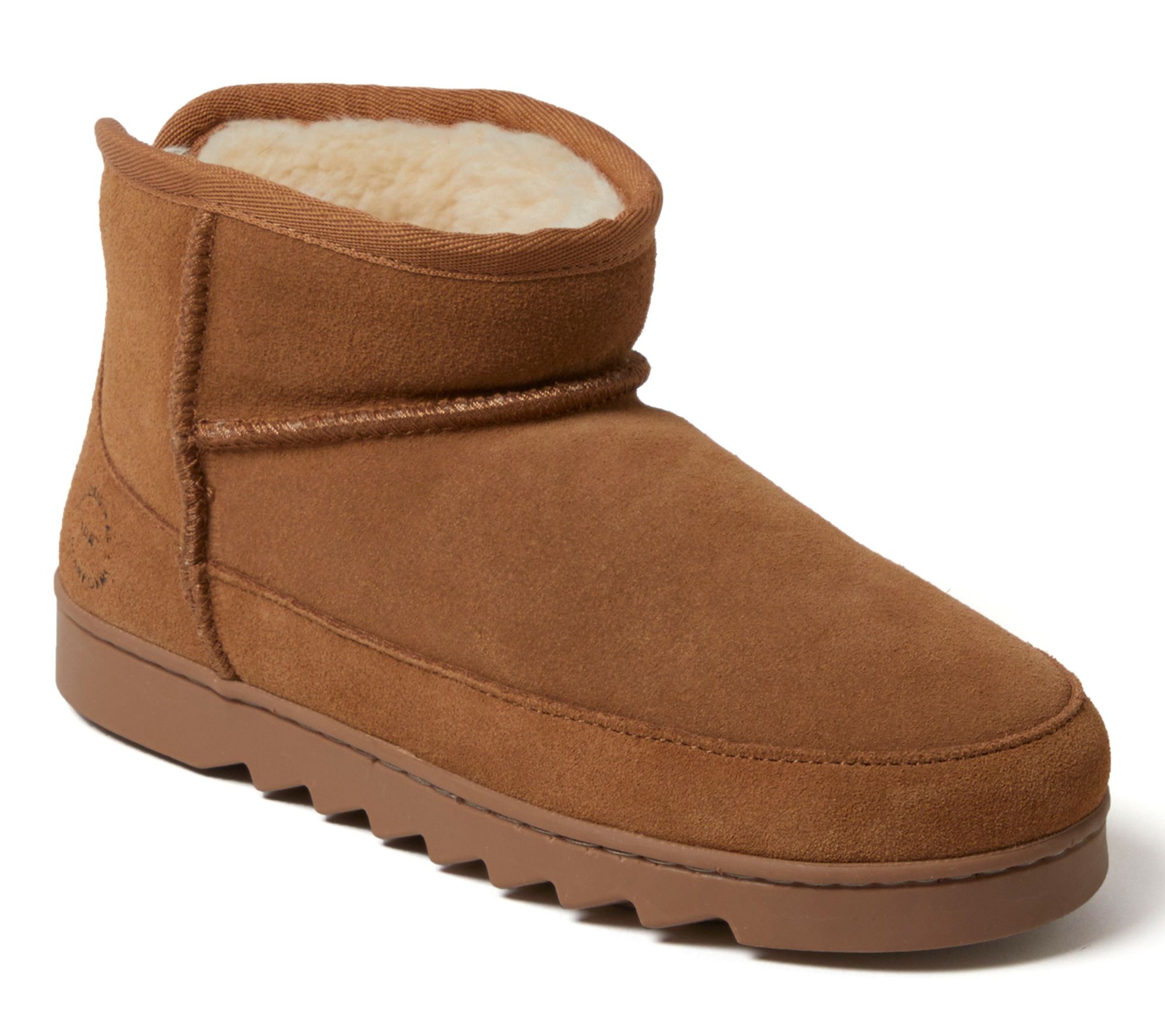 Dearfoams Women's Genuine Suede Mini Ankle Bootie - Gretchen