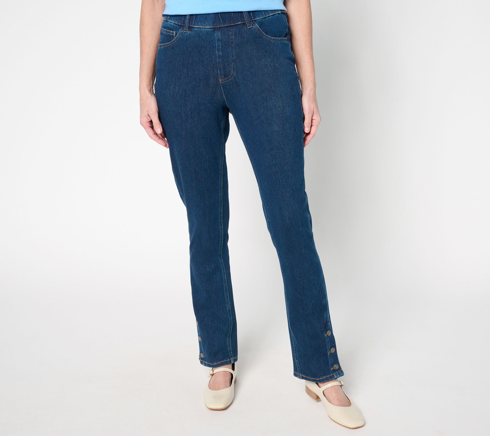 Isaac Mizrahi Live! Tall Knit Denim Straight Leg Jeans