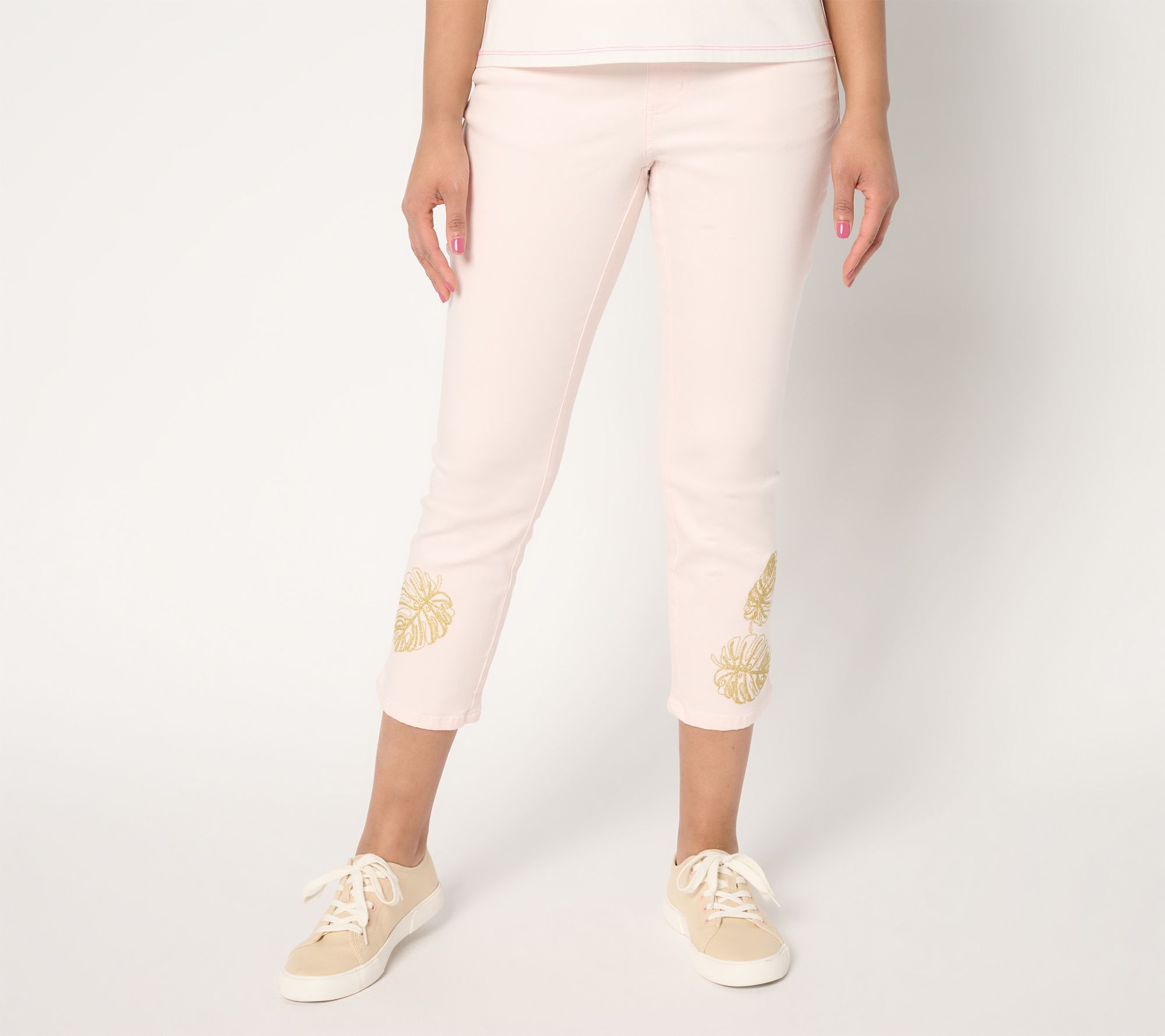 Belle by Kim Gravel TripleLuxe Twill Gold Palm Crop Jeans
