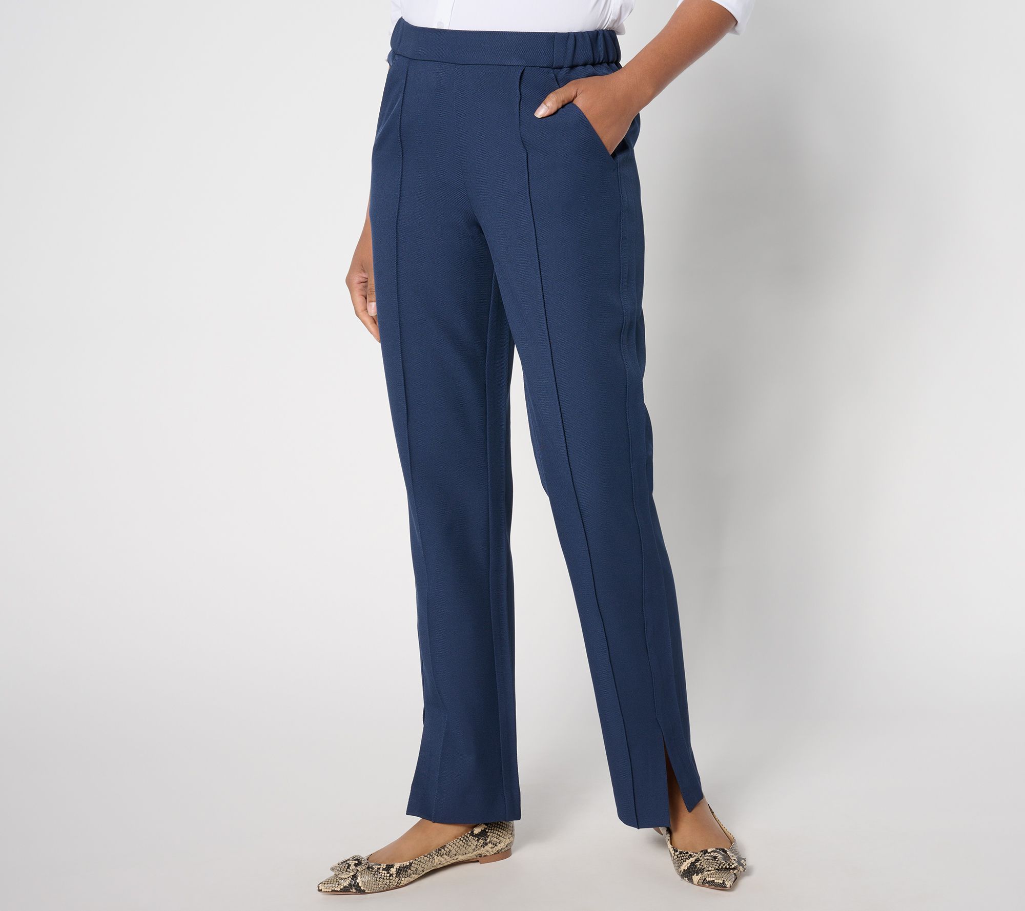 "As Is" Isaac Mizrahi Live! Petite Timeless Twill Straight Leg Pants
