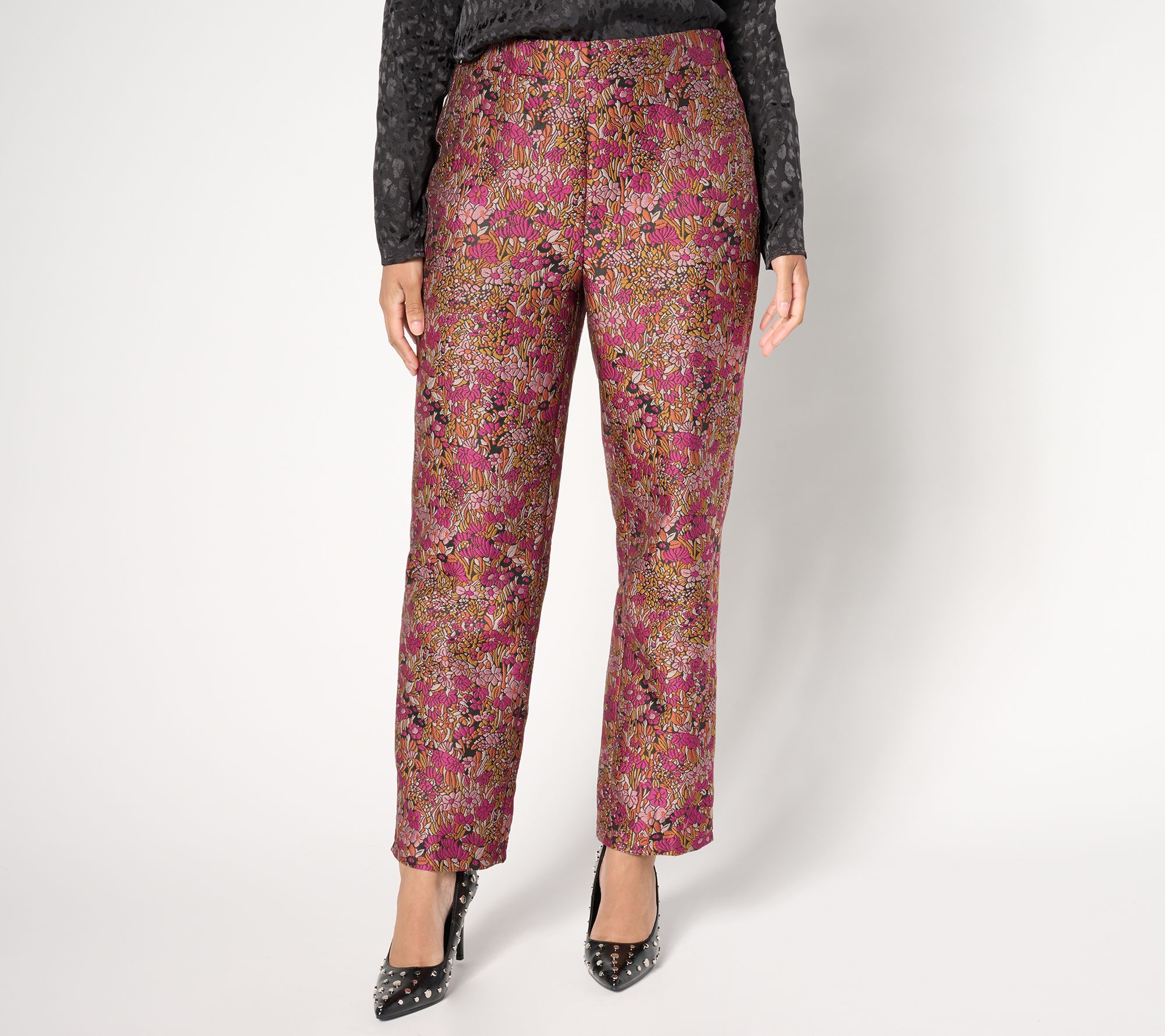 "As Is" by Stacy London Regular Floral Brocade Pant