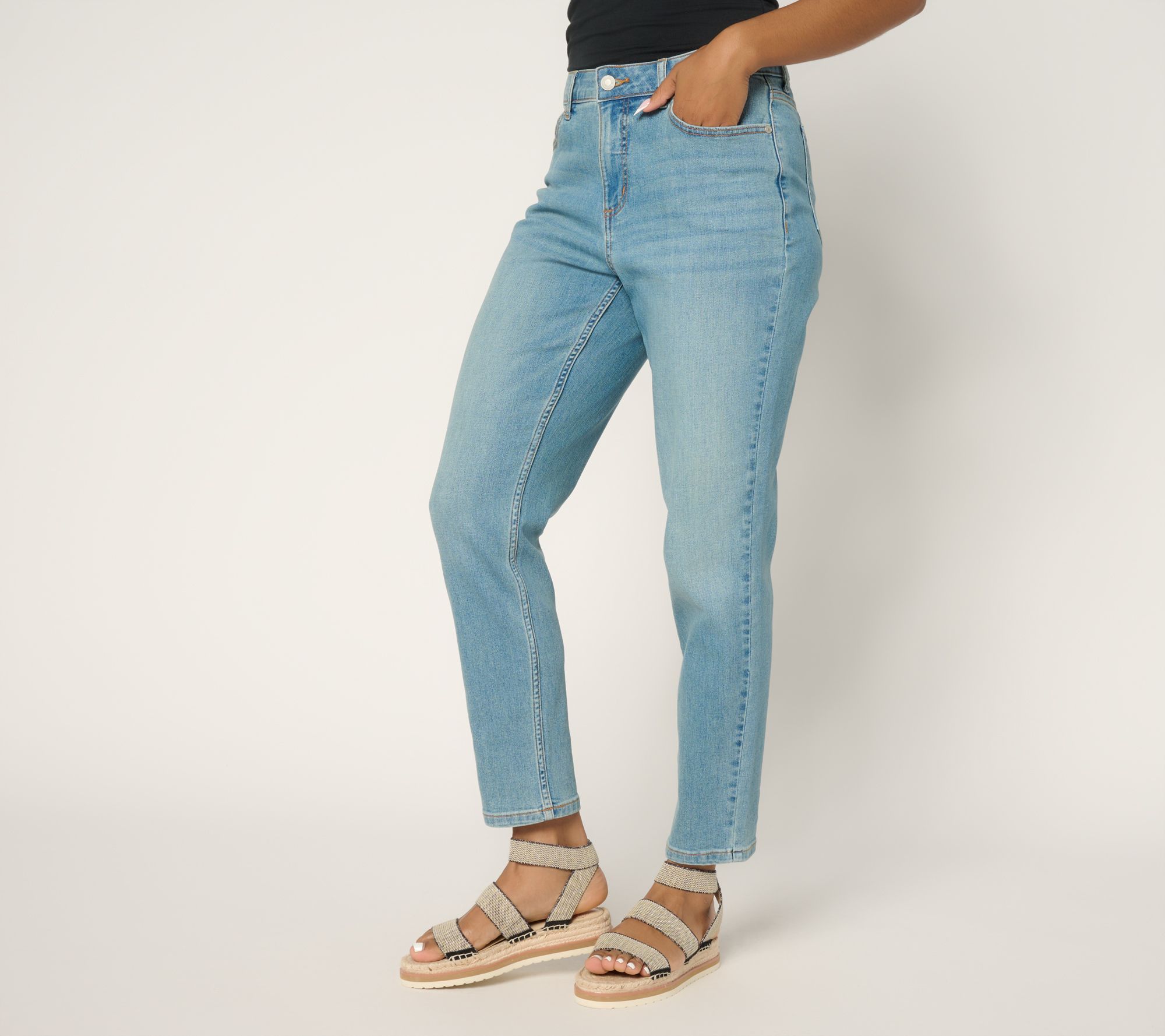 AnyBody Regular Casual Basic Denim Boyfriend Ankle Jeans