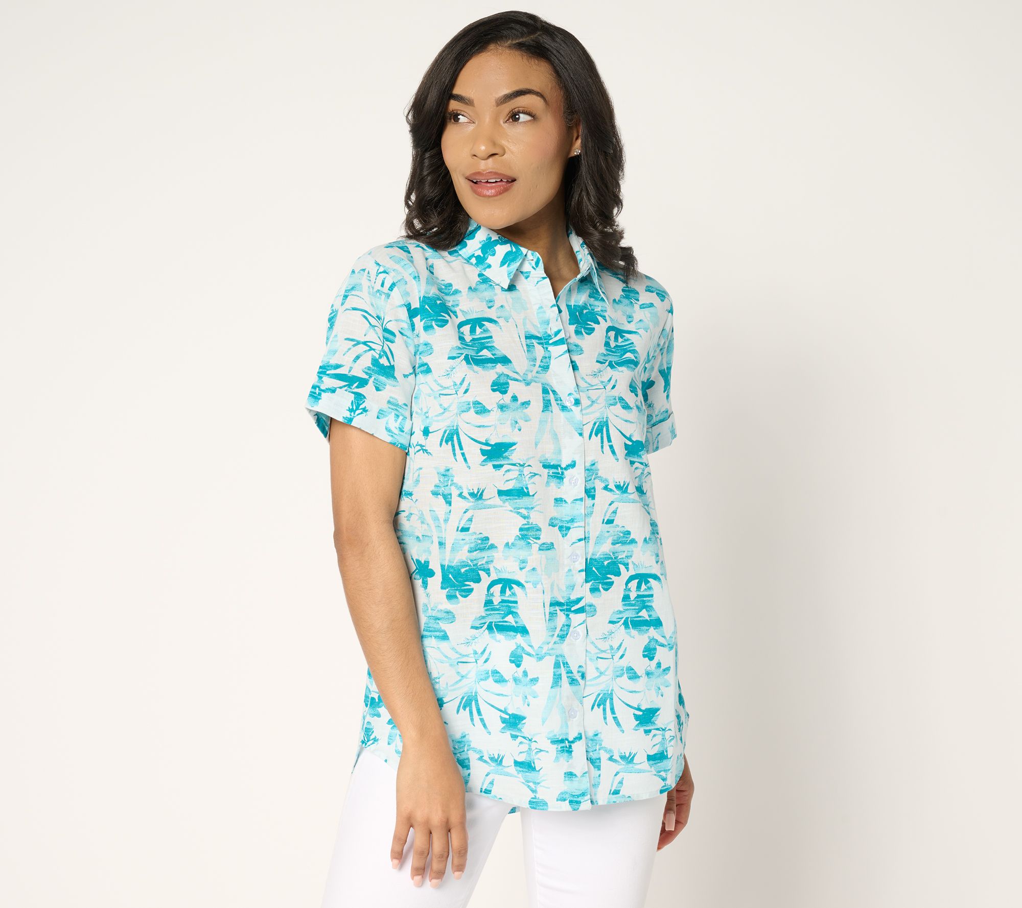 BEAUTIFUL by Lawrence Zarian 100% Cotton Short Sleeve Printed Shirt