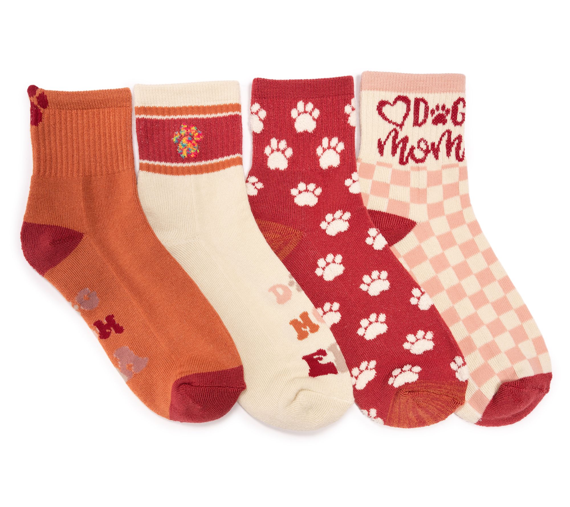  MUK LUKS Set of 4 Novelty Quarter Socks