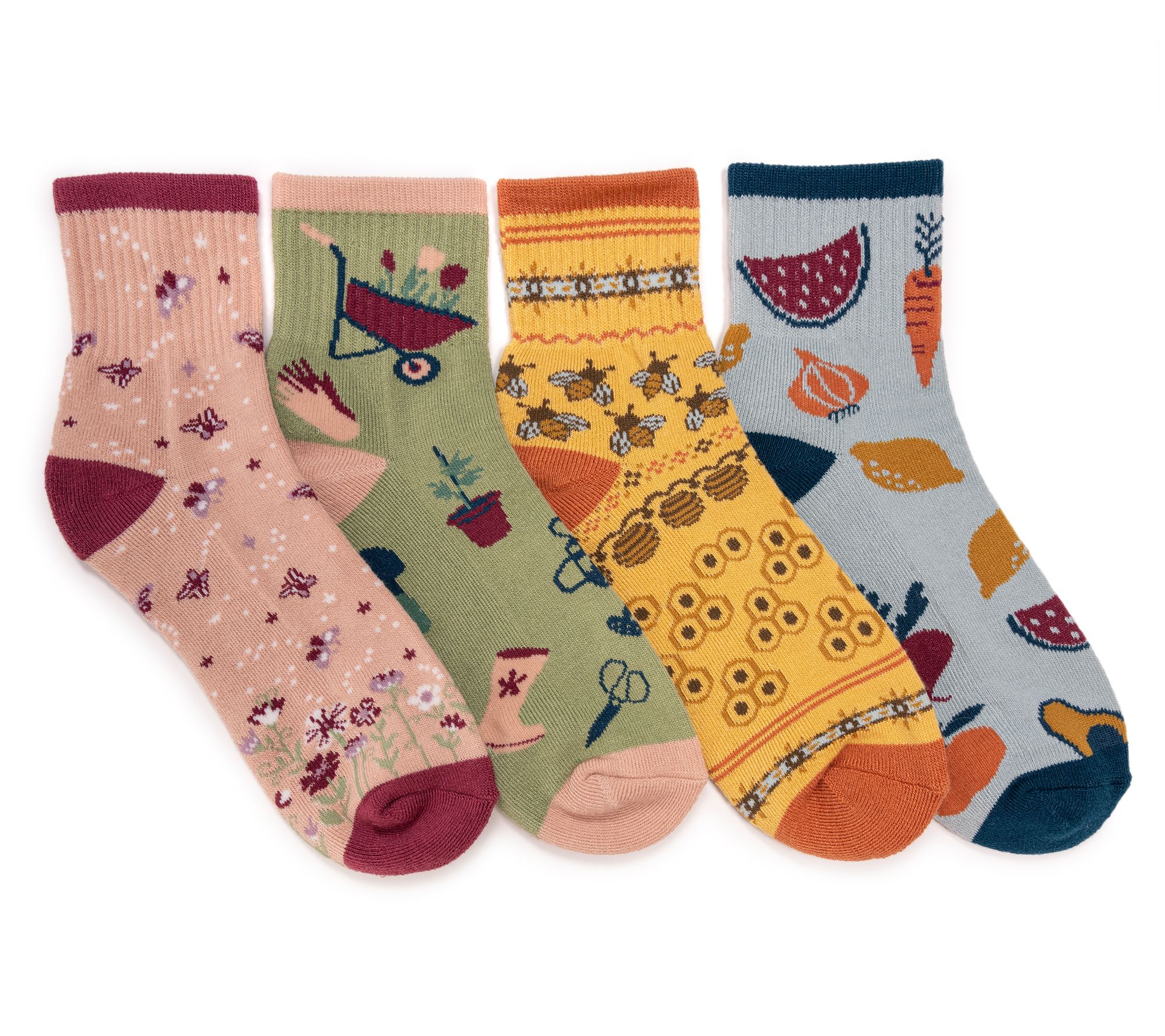 MUK LUKS Set of 4 Novelty Quarter Socks