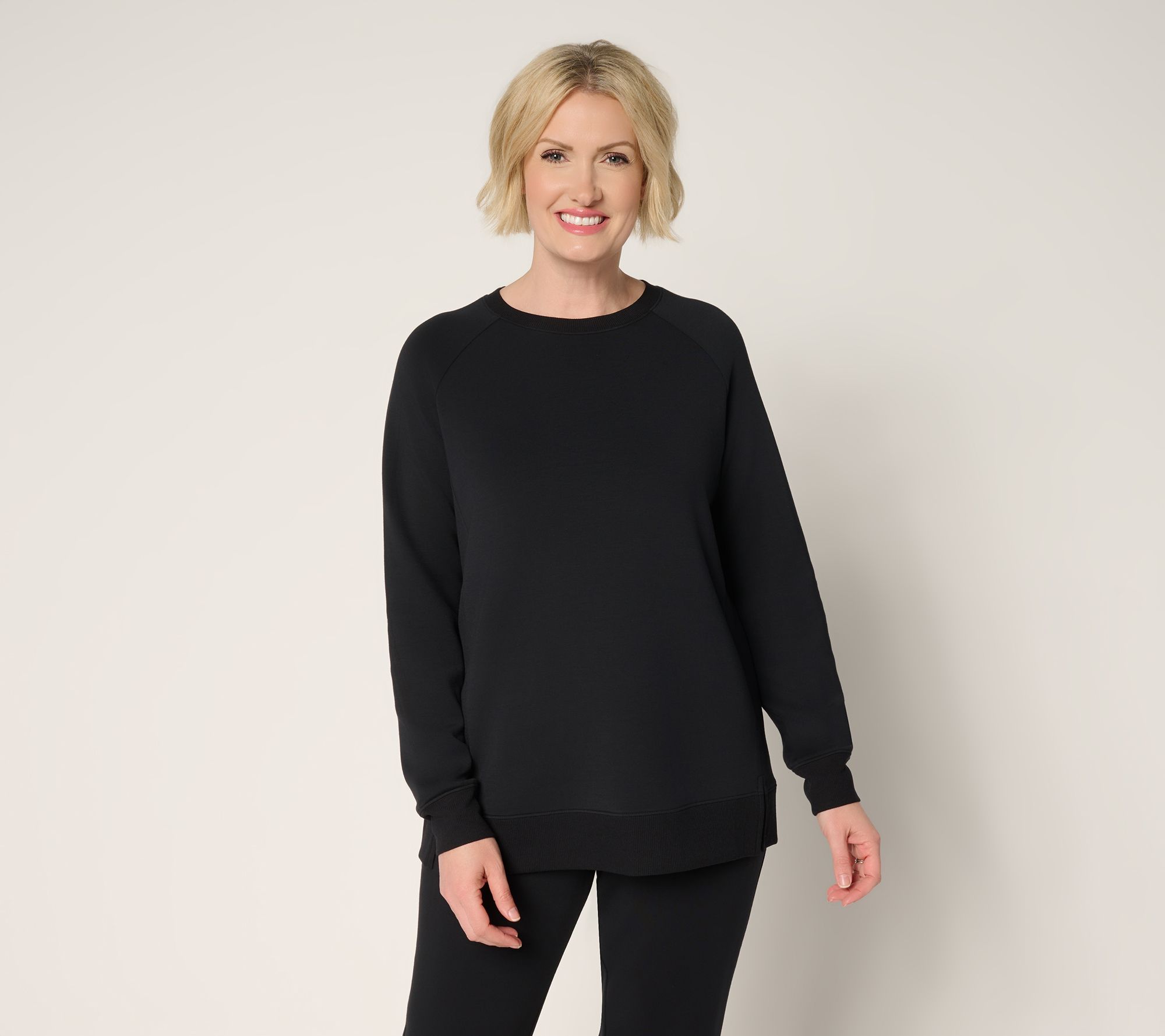 Belle by Kim Gravel ScubaLuxe Raglan Crew Sweatshirt