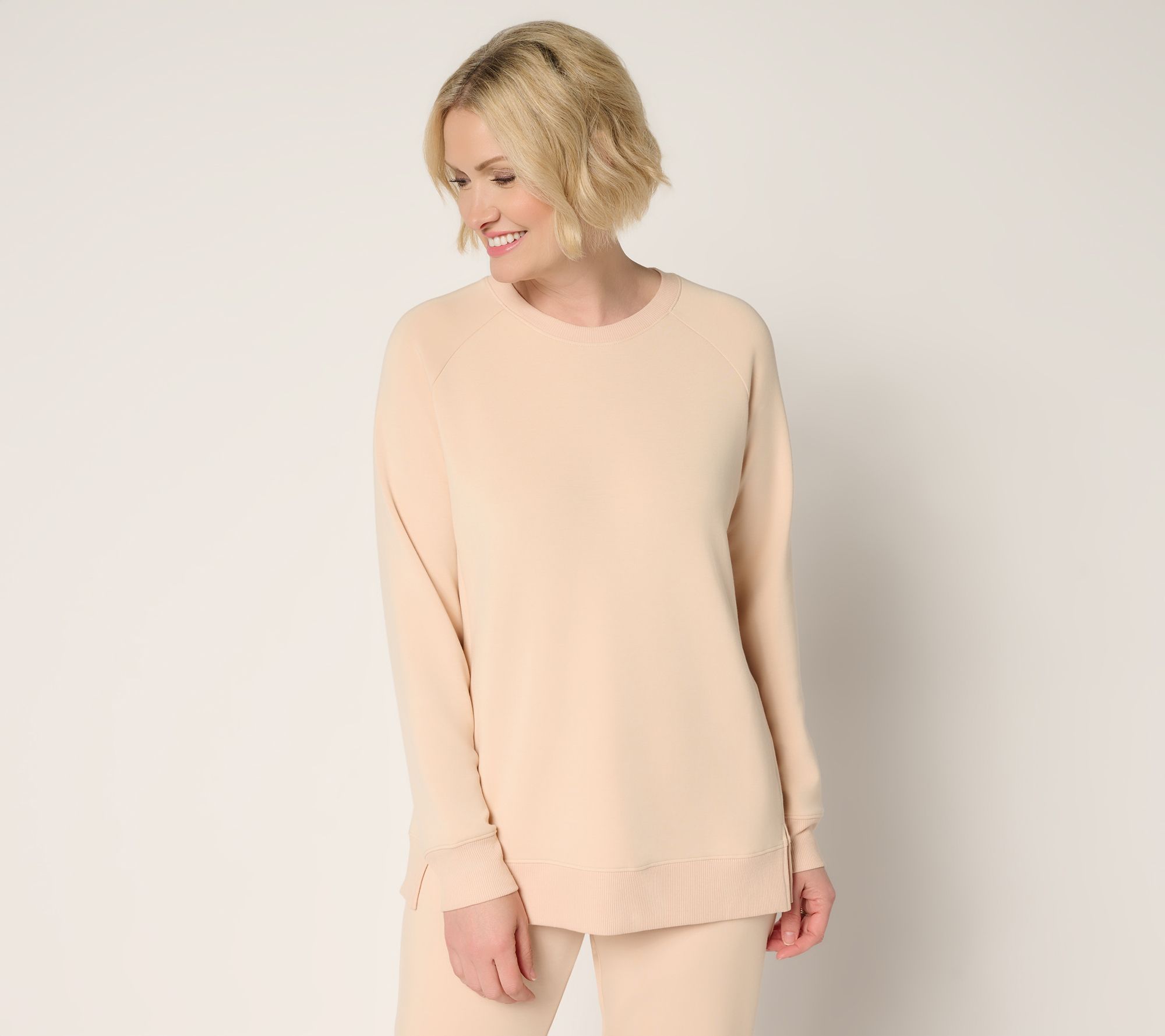 Belle by Kim Gravel ScubaLuxe Raglan Crew Sweatshirt