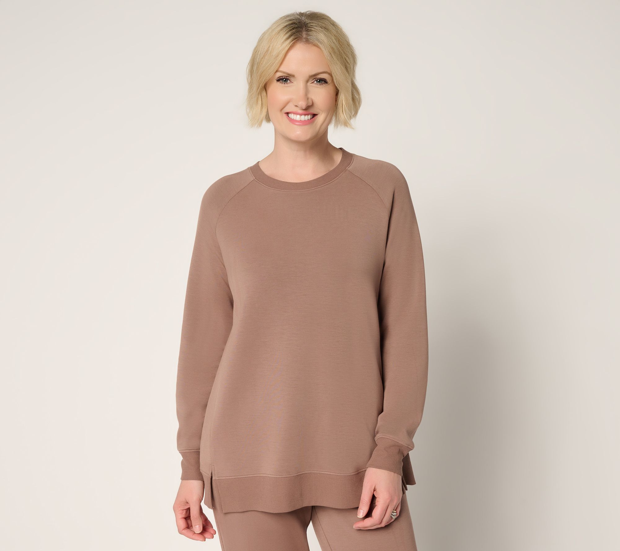 Belle by Kim Gravel ScubaLuxe Raglan Crew Sweatshirt