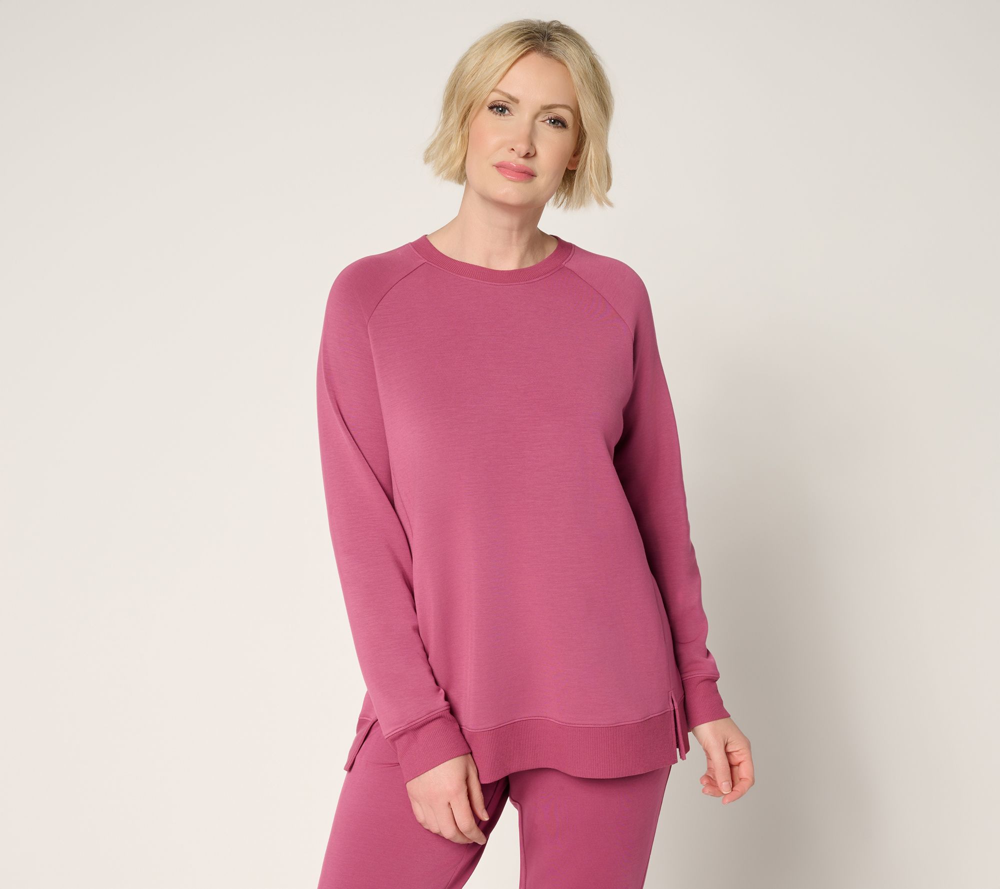 Belle by Kim Gravel ScubaLuxe Raglan Crew Sweatshirt