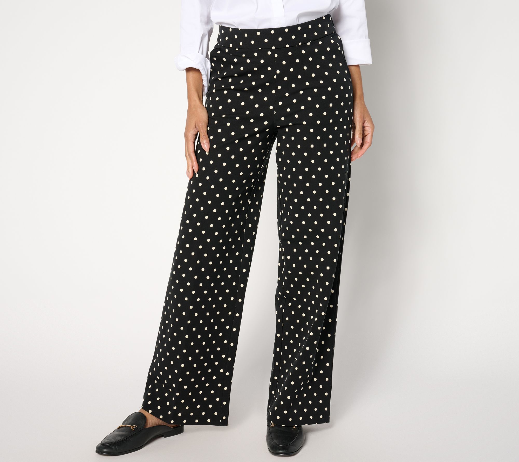 "As Is" Isaac Mizrahi Live! Petite 24/7 Stretch Printed Straight Pants