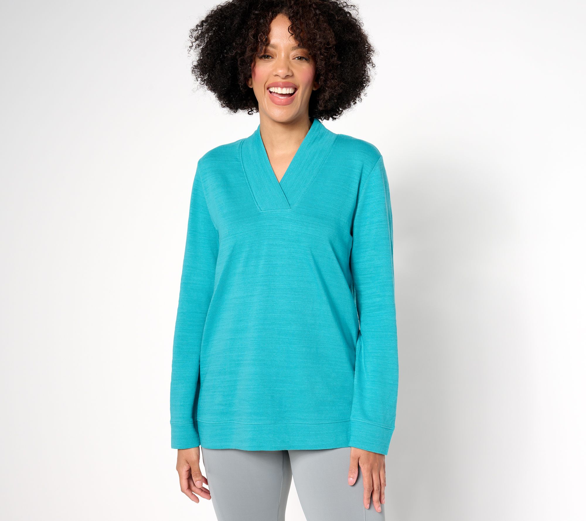 "As Is" Denim & Co. Active Cozy Cotton Printed or Solid Pullover