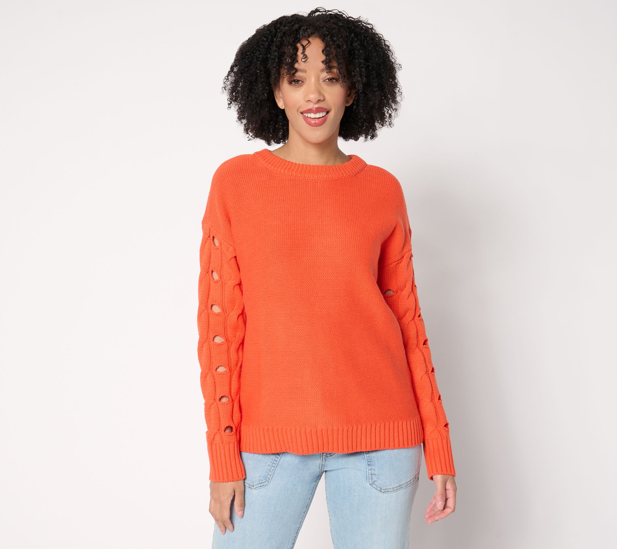 "As Is" Peace Love World Mock Neck Novelty Sleeve Sweater