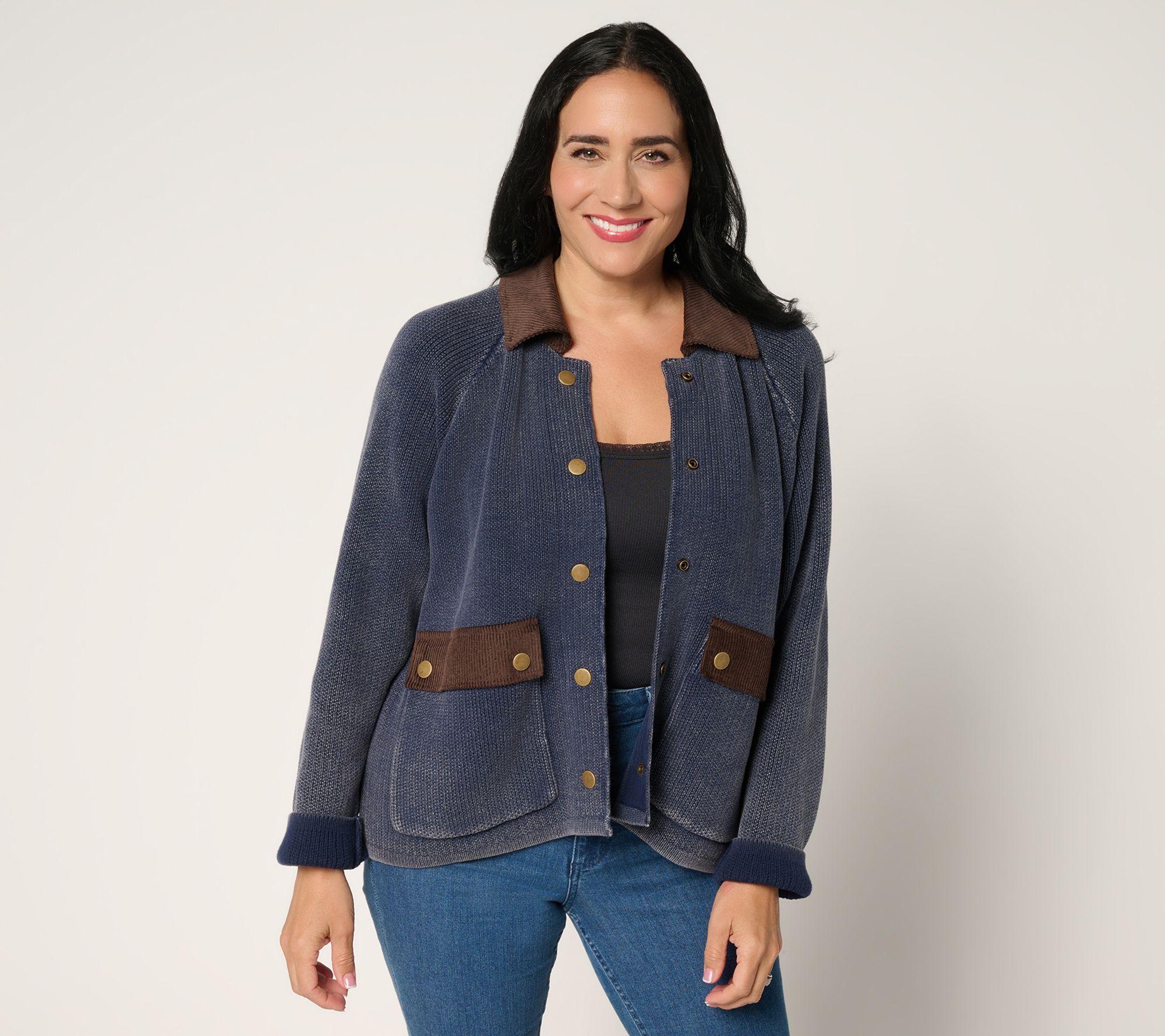 Me by Jennie Garth Porter Sweater Jacket with Cord Collar