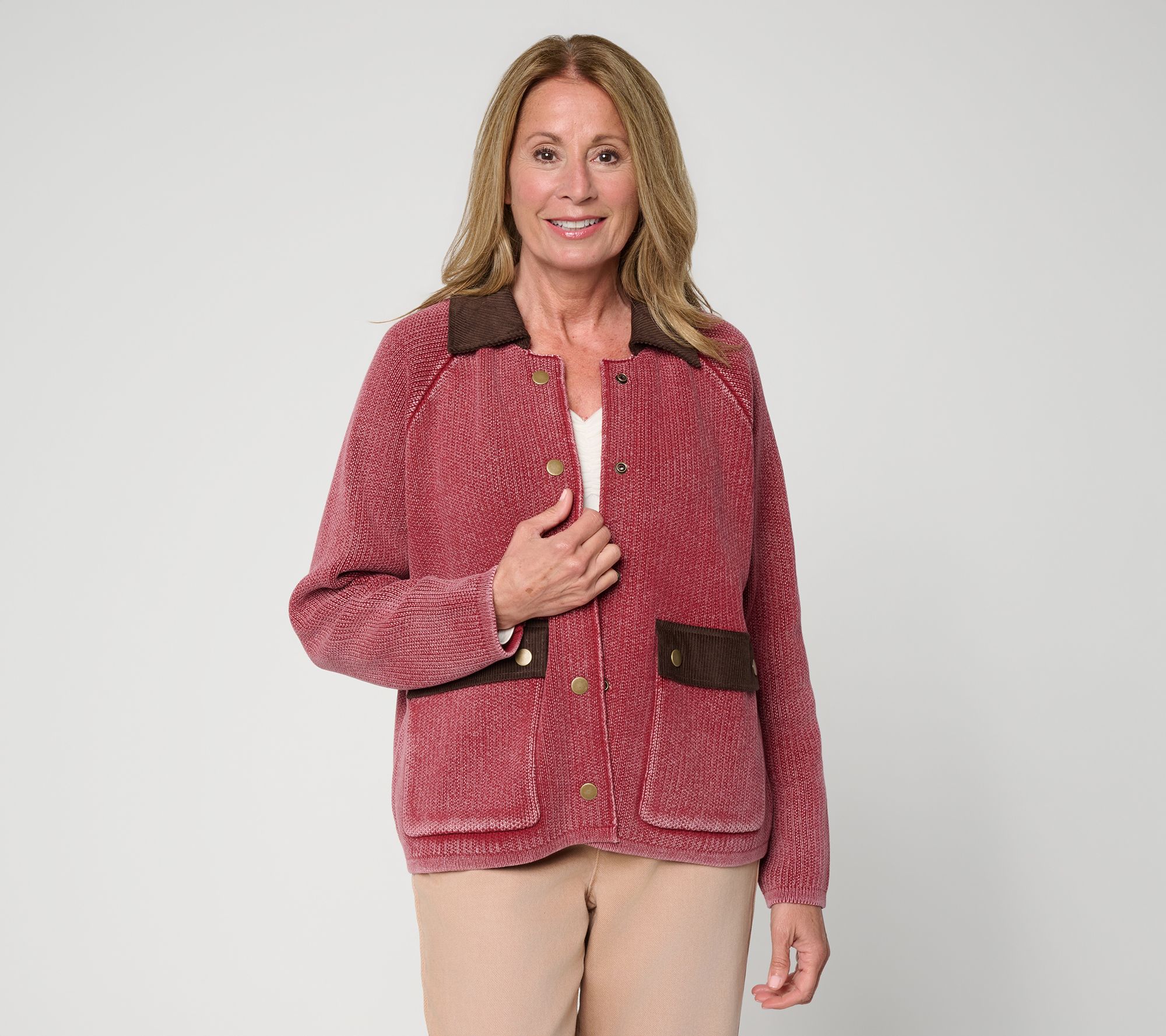 Me by Jennie Garth Porter Sweater Jacket w/ Cord Collar