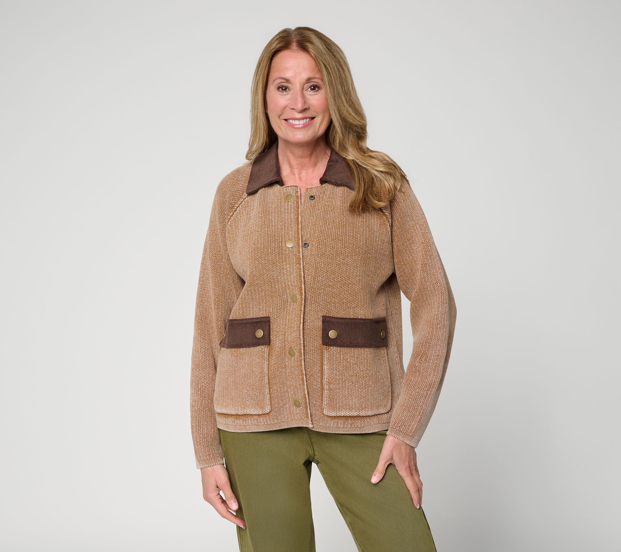Me by Jennie Garth Porter Sweater Jacket w/ Cord Collar