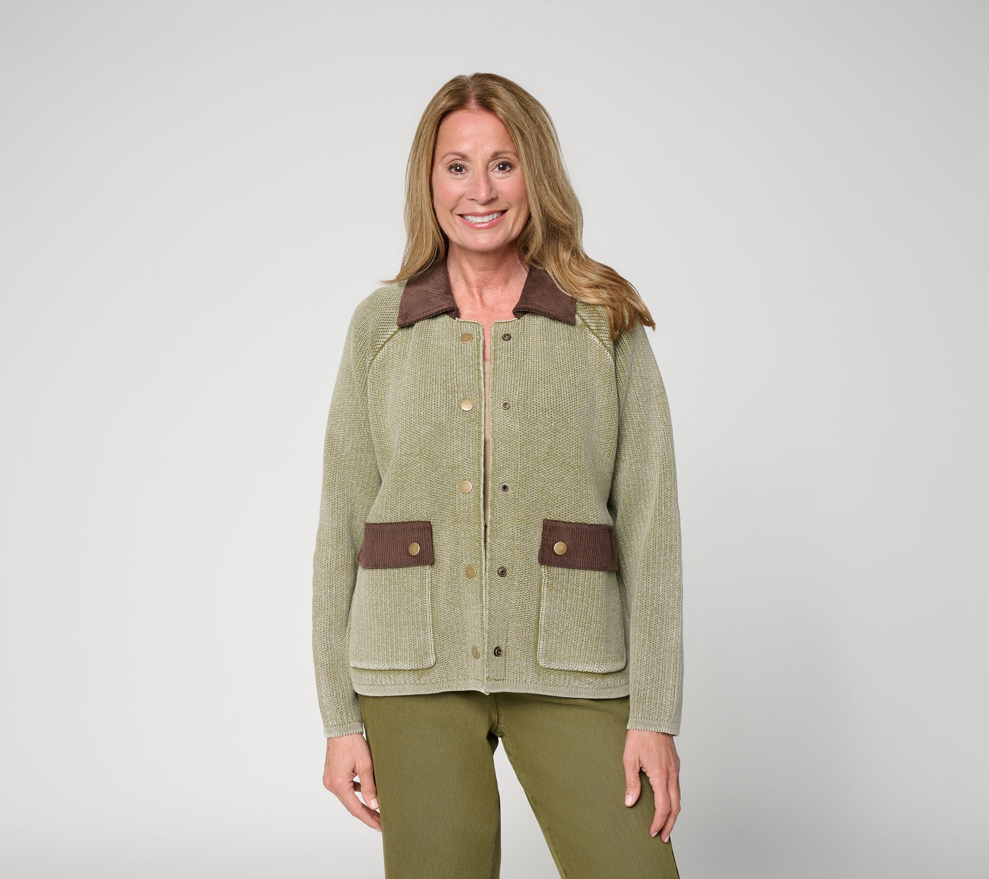 Me by Jennie Garth Porter Sweater Jacket w/ Cord Collar