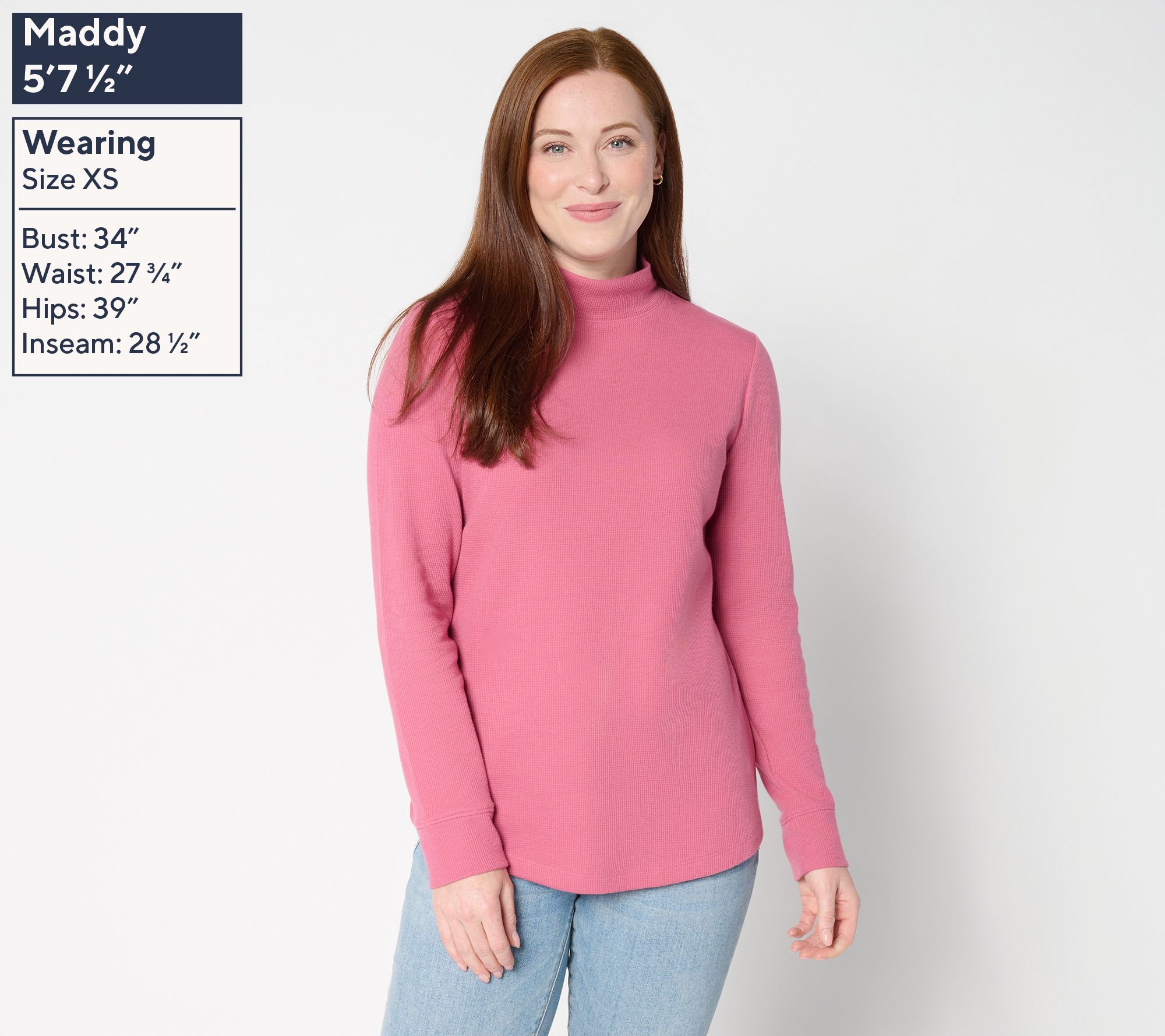 Denim & Co. Essentials Waffle Knit Mock Neck Top - QVC.com