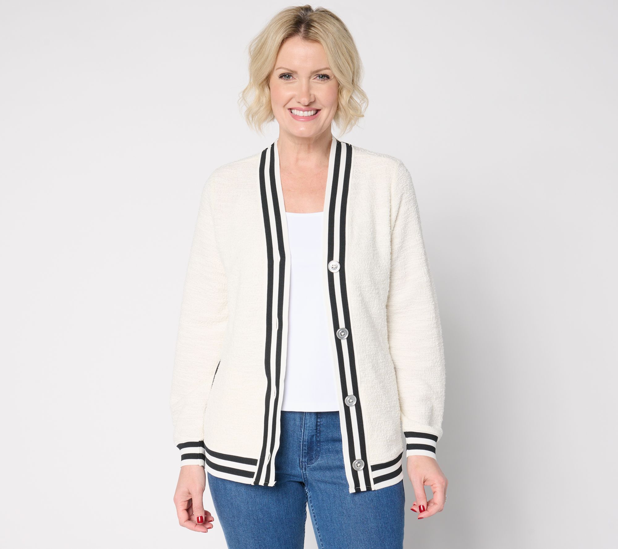 "As Is" BEAUTIFUL by Lawrence Zarian Blouson Sleeve Cardigan