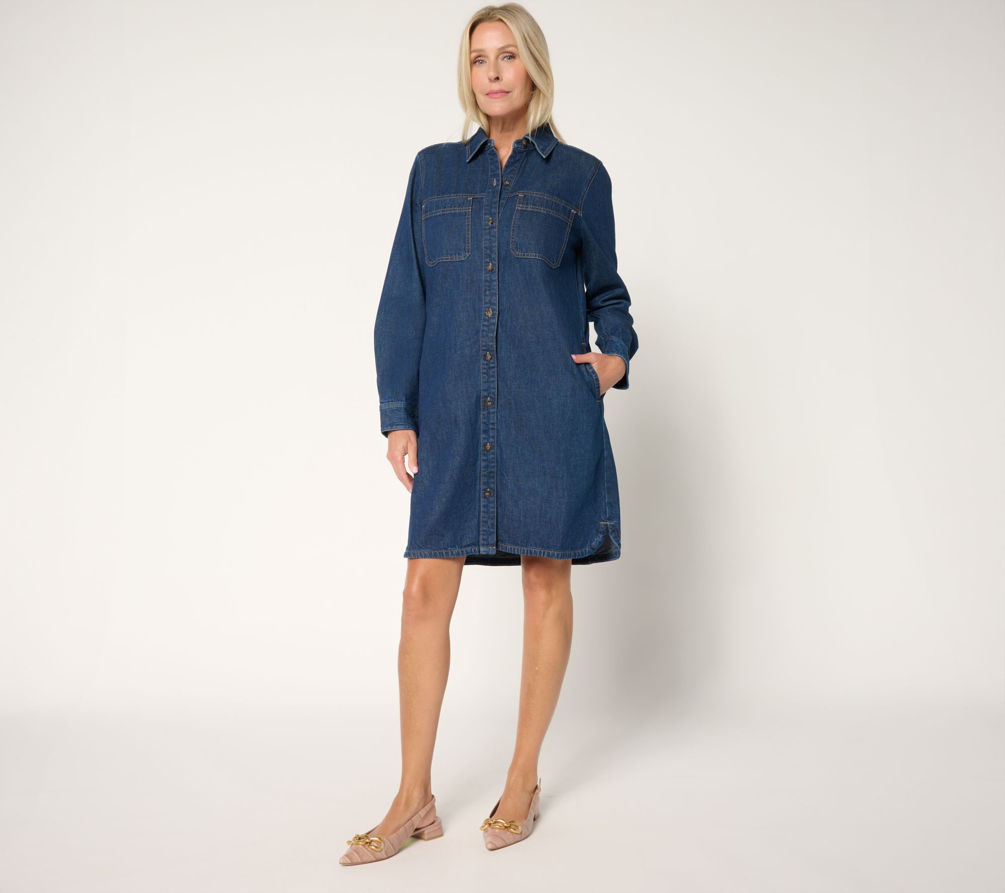 NYDJ Reese Denim Long Sleeves Shirt Dress
