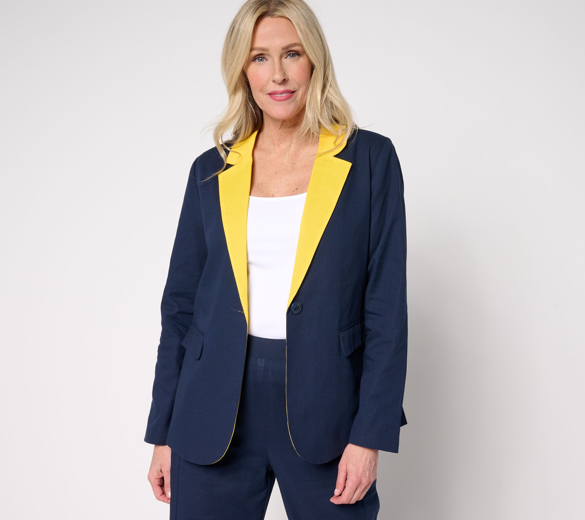 "As Is" by Stacy London Color Blocked Cotton Blazer