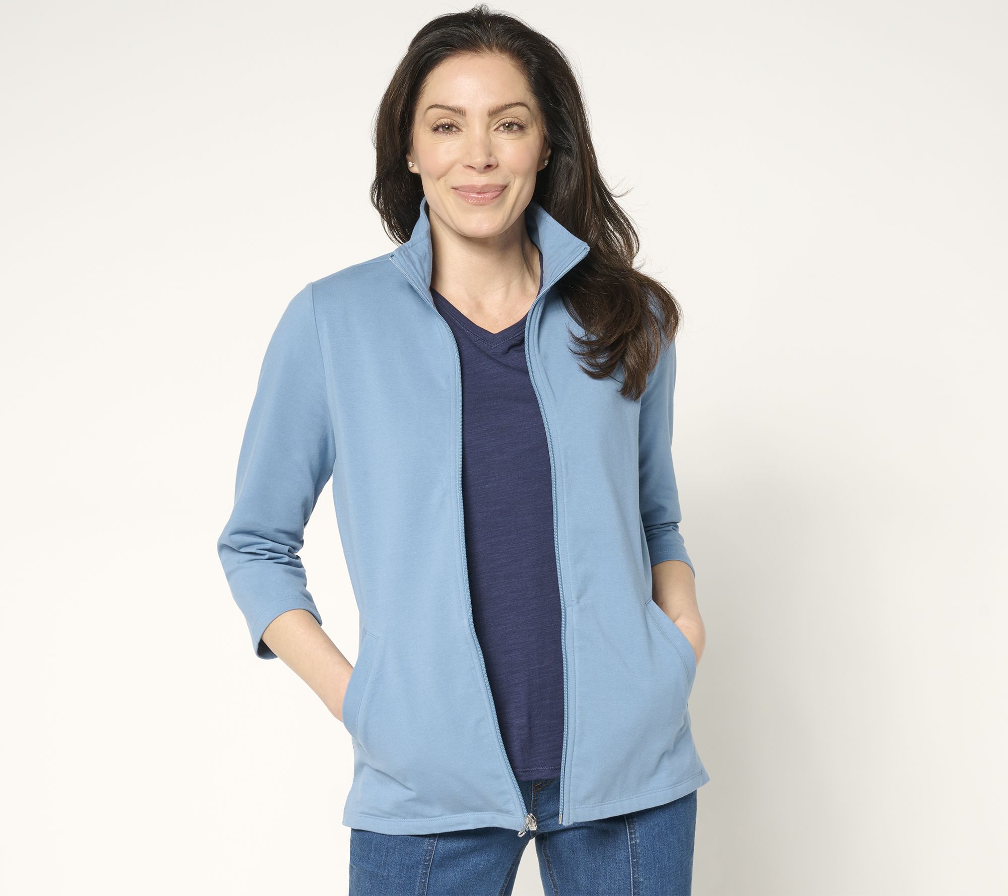 "As Is" Denim & Co. Regular Duo Stretch 3/4 Sleeve Jacket