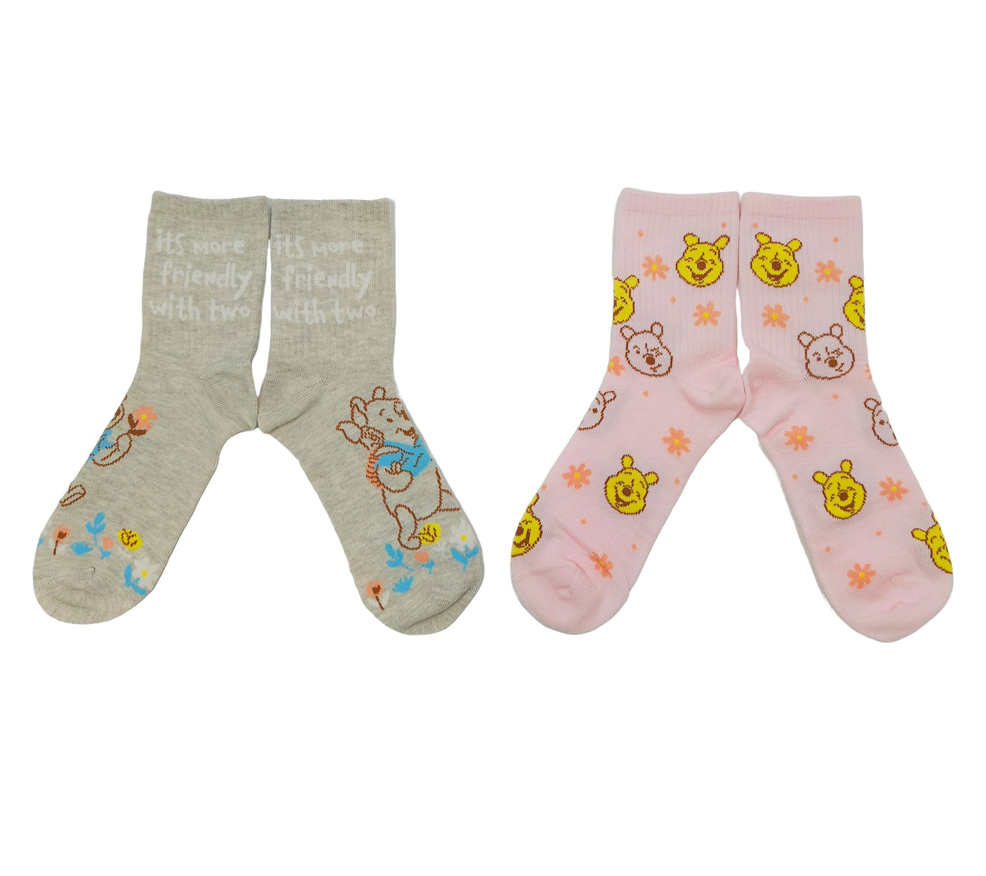 Winne the Pooh Ladies' Set of 2 Ribbed Mid CrewSocks