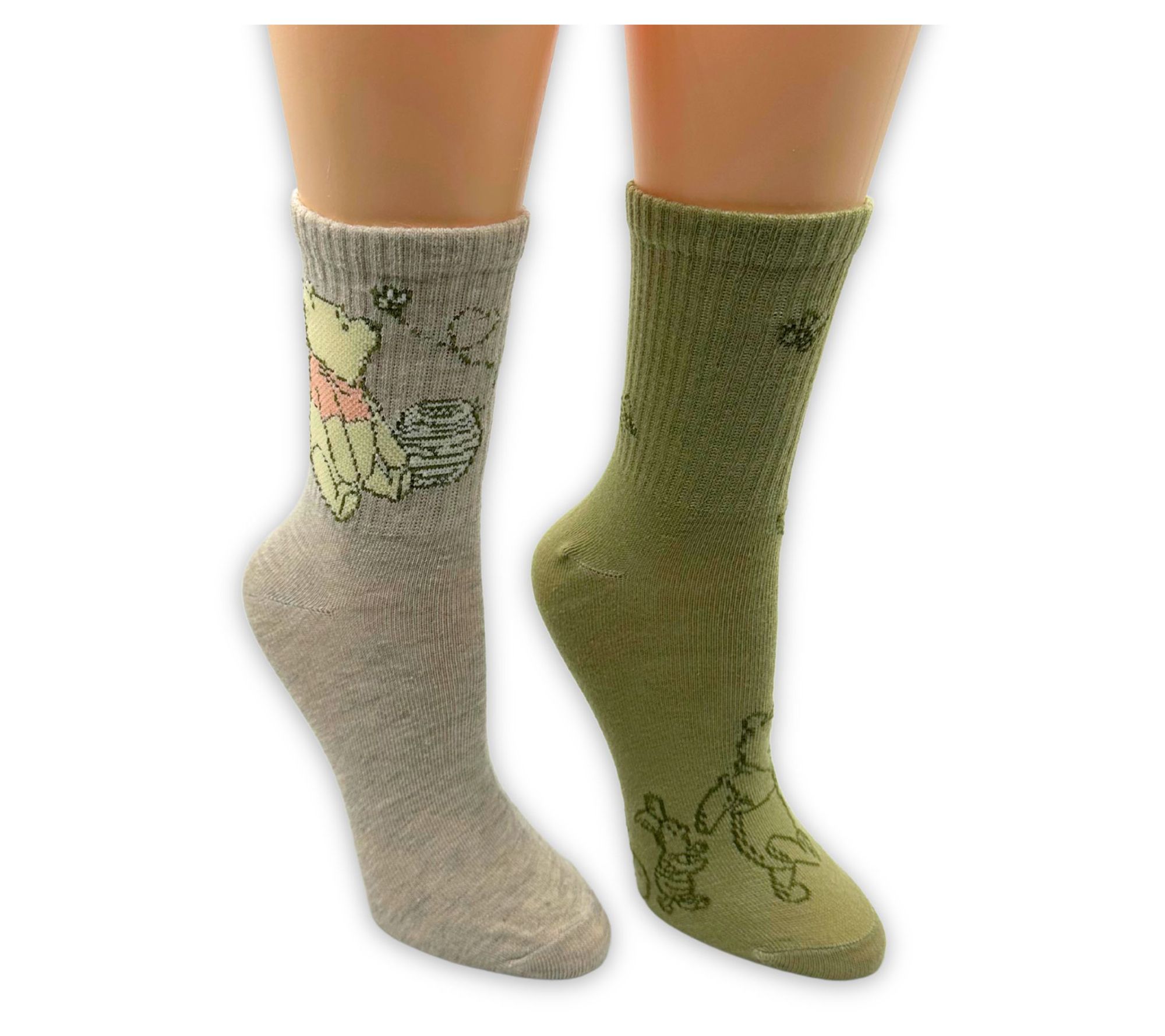 Winne the Pooh Ladies' Set of 2 Ribbed Mid CrewSocks