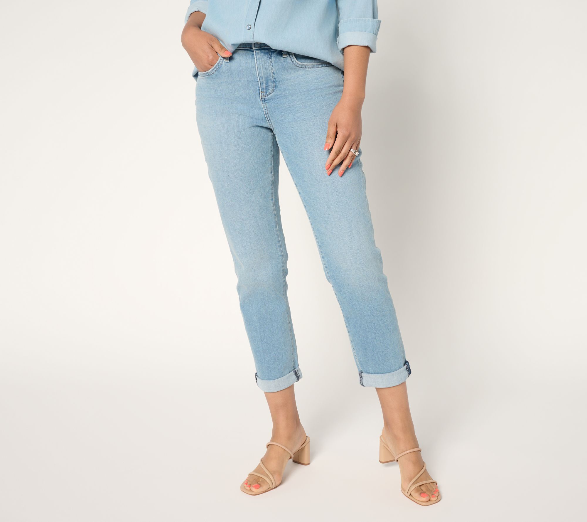 "As Is" NYDJ Petite Margot Cuffed Girlfriend Jean