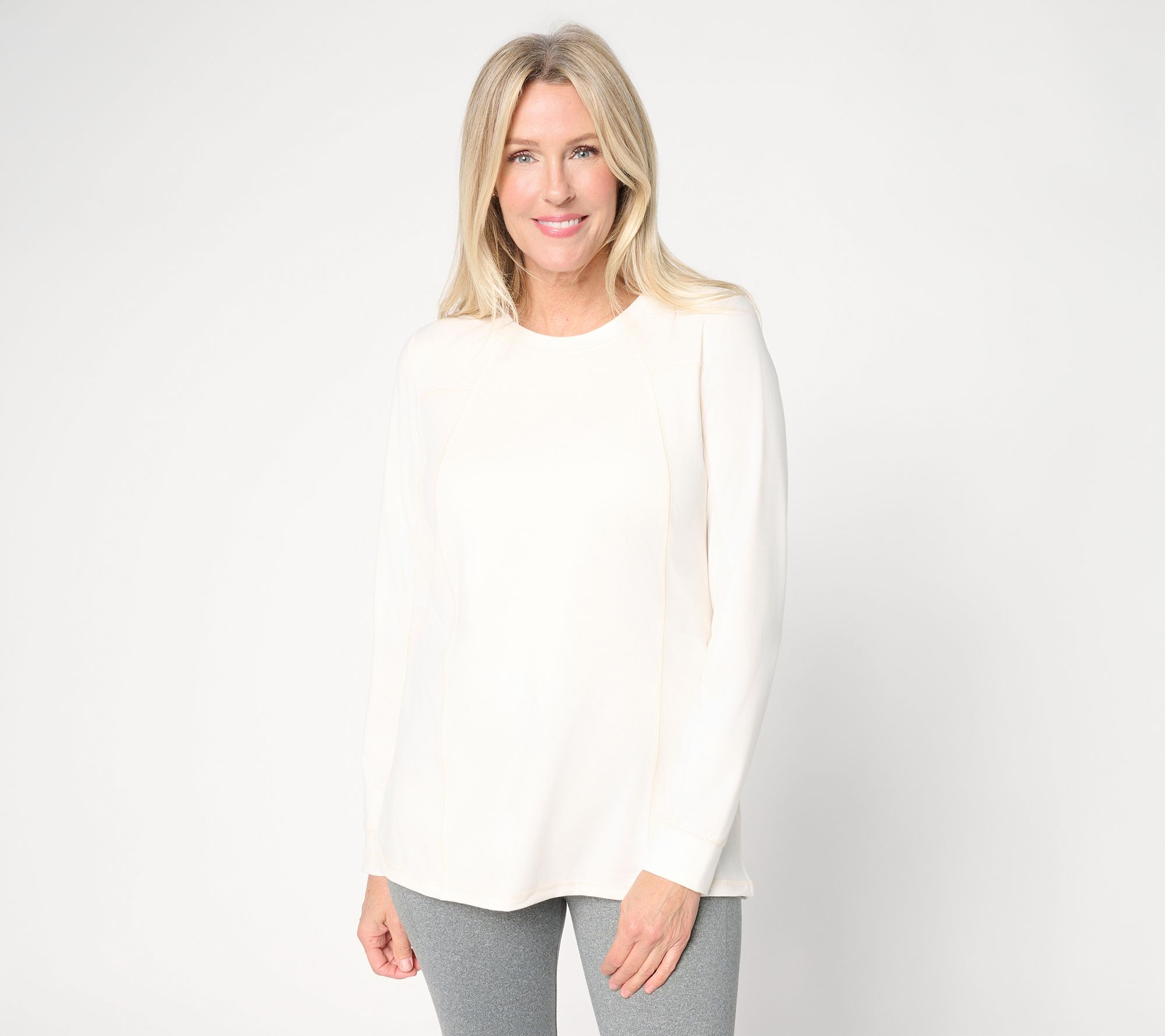 Belle Body by Kim Gravel Athletic Jersey Long Sleeve Topstitch Top