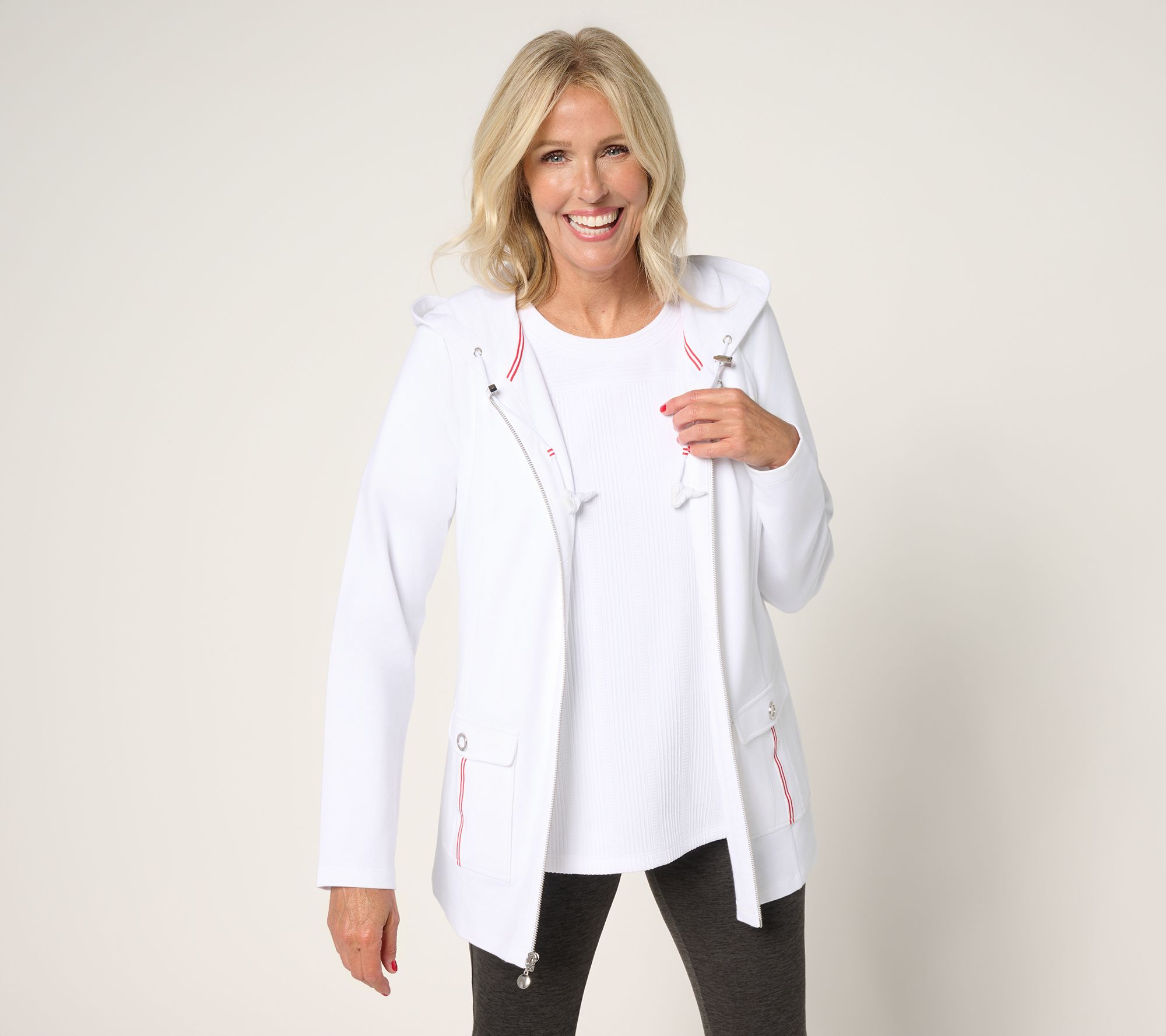 "As Is" Sport Savvy French Terry Hooded Jacket with Novelty Trims