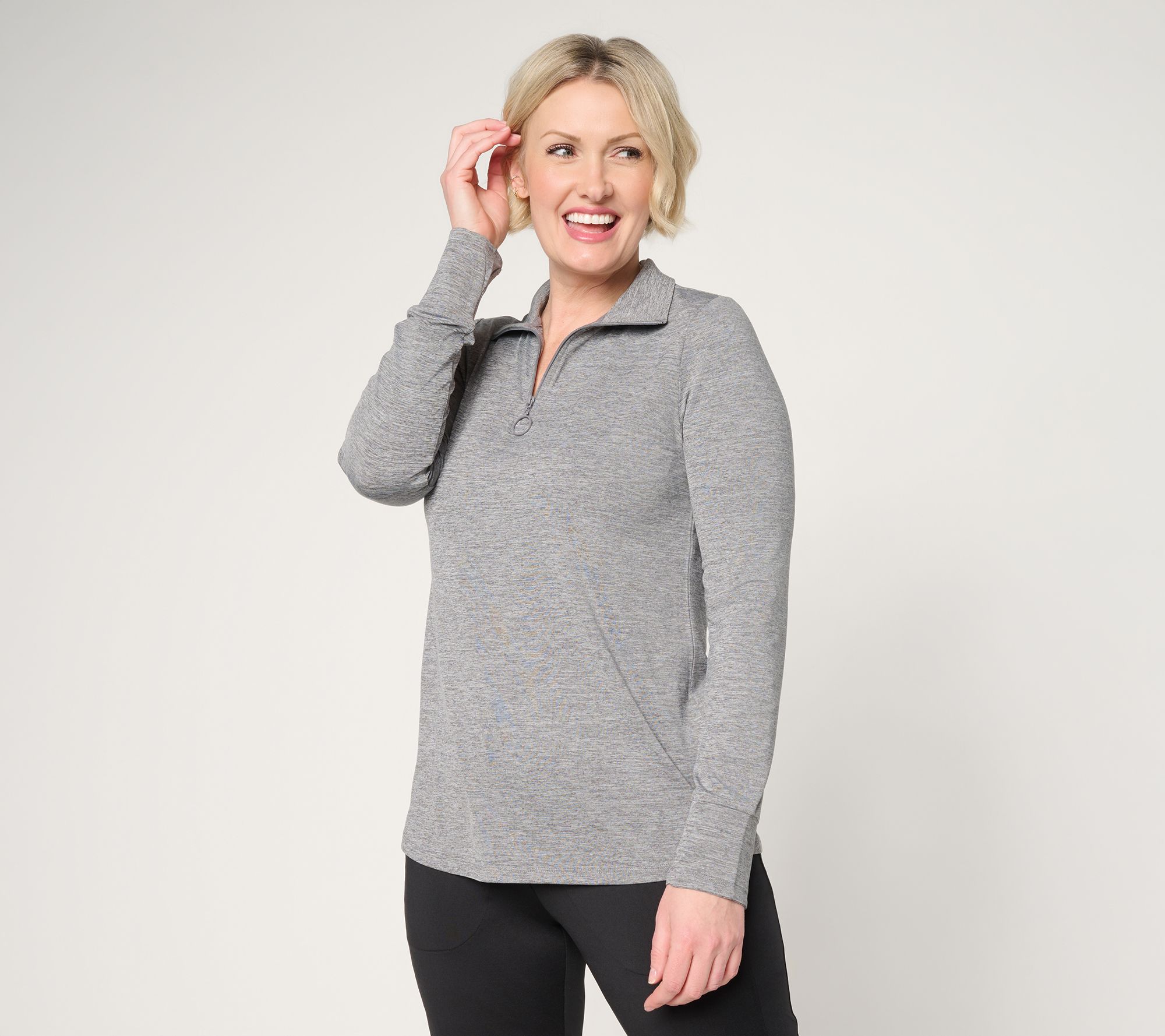 Denim & Co. Active Cool to the Touch Half Zip Top