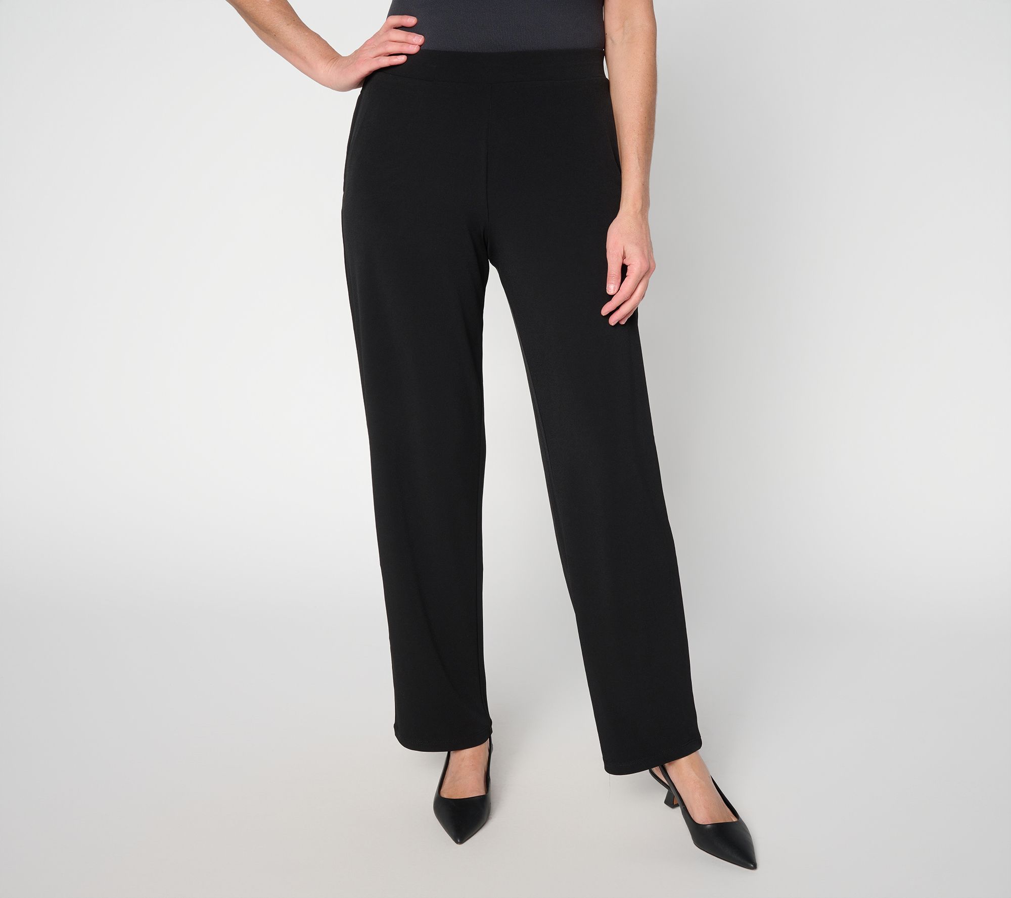 Susan Graver Essentials Regular Liquid Knit Straight Leg Pant