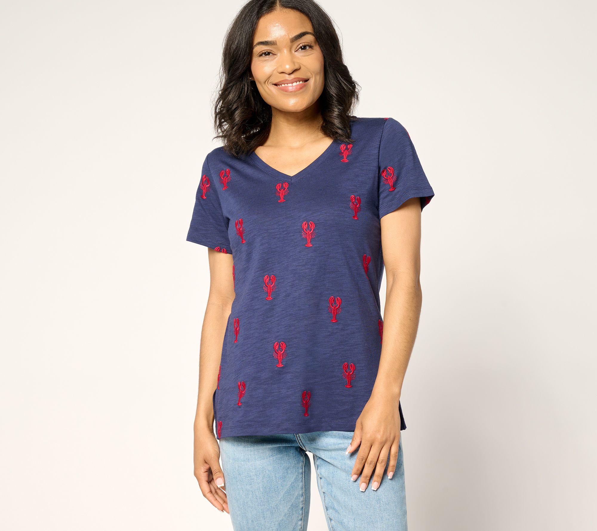 "As Is" Belle Beach by Kim Gravel Slub Knit Florida Fun Top