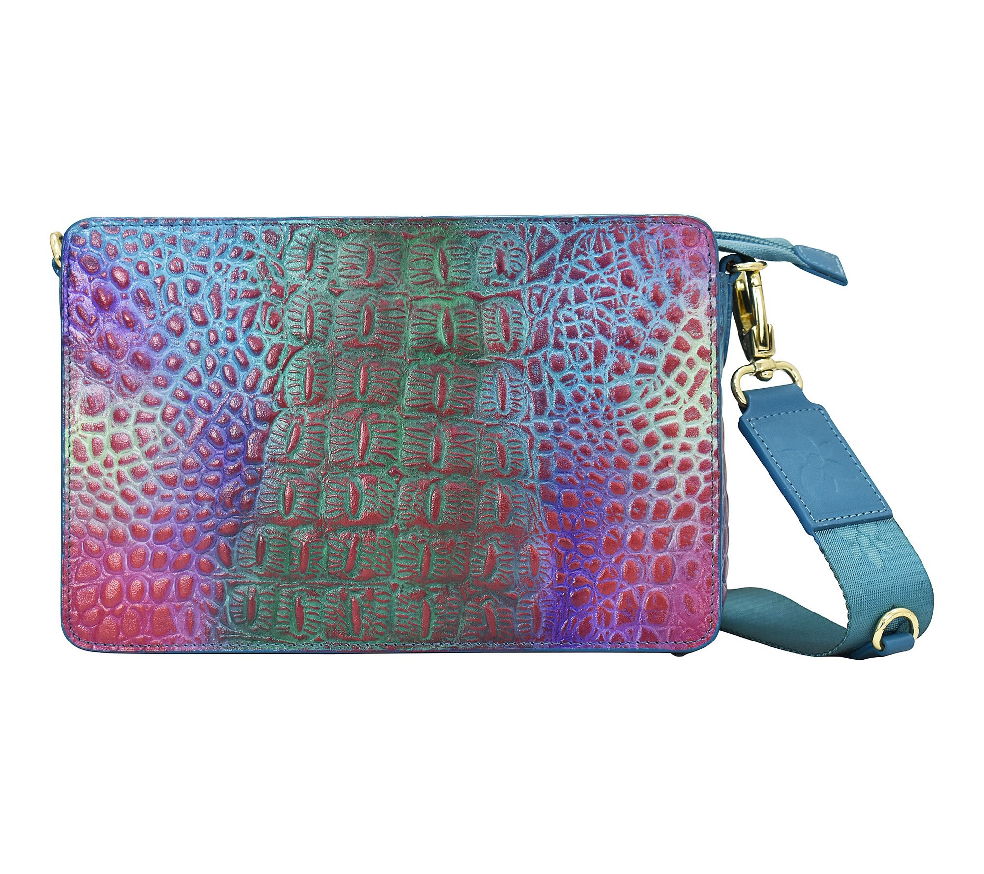 Anuschka Painted Leather Triple Compartment Crossbody