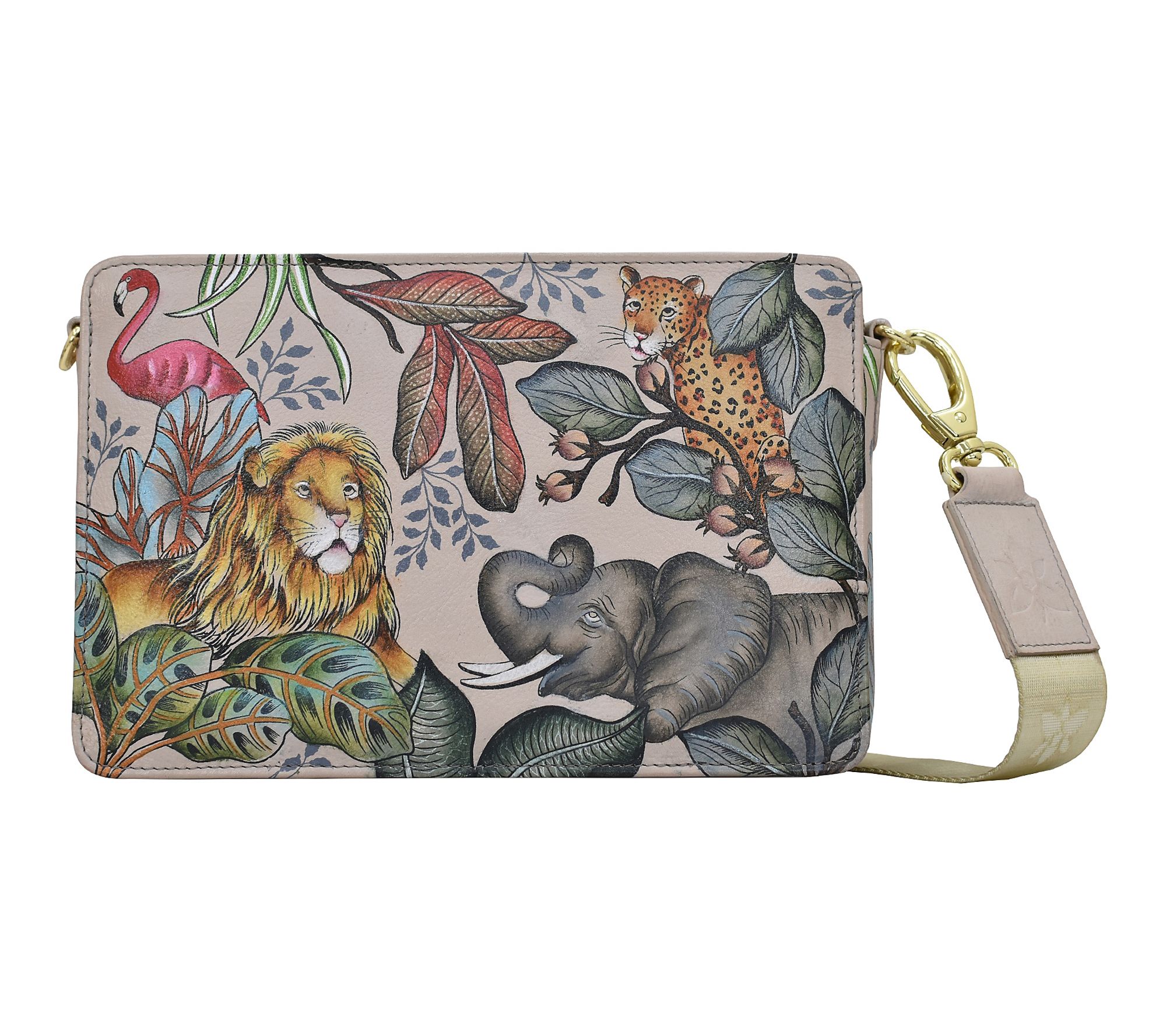Anuschka Painted Leather Triple Compartment Crossbody
