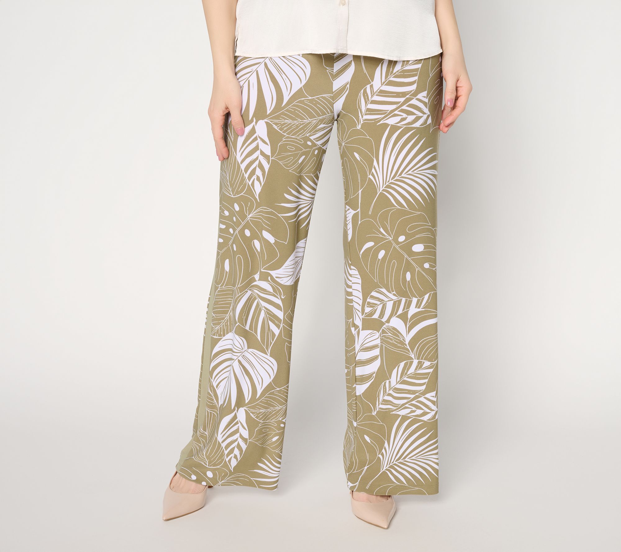 Dennis Basso Petite Printed Pull-On Italia Knit Pants
