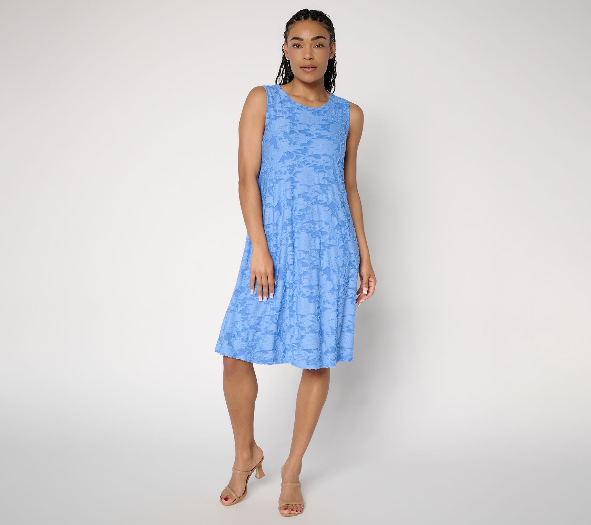 Susan Graver Regular Burnout Knit Sleeveless A-Line Dress