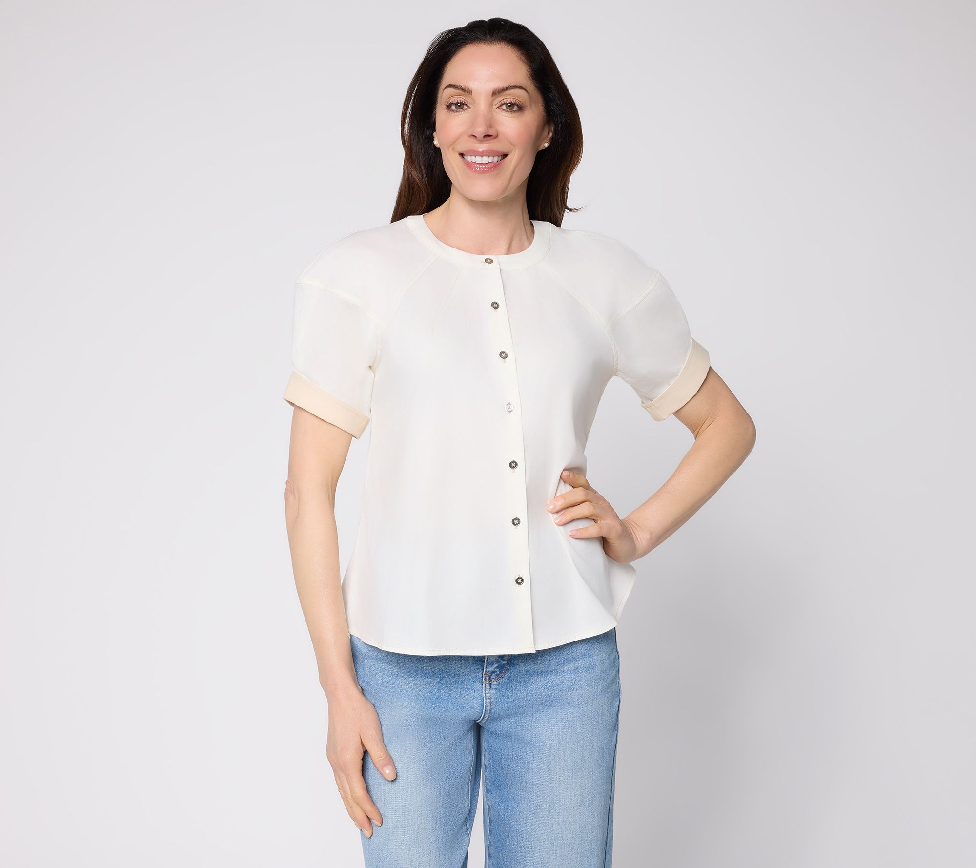 RM Studio x Rebecca Minkoff Stretch Poplin Sculpted Shirt